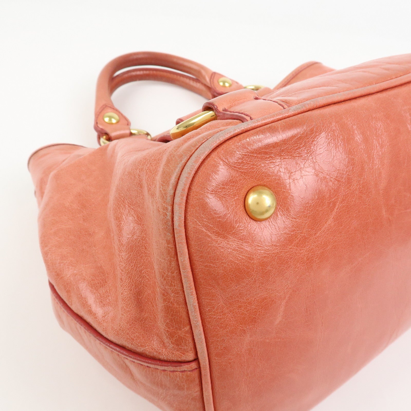 MIU MIU Leather 2Way Bag Hand Bag Shoulder Bag Crossbody Bag Pink