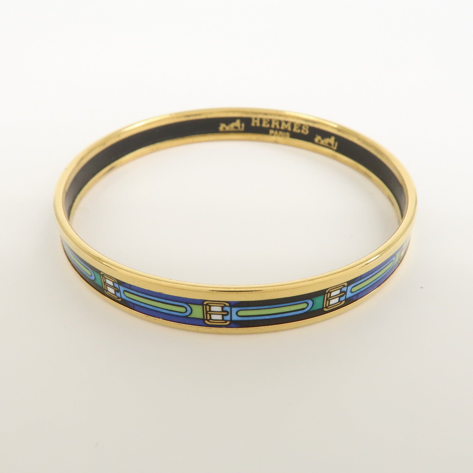 HERMES Email PM Metal Bracelet Bangle Blue