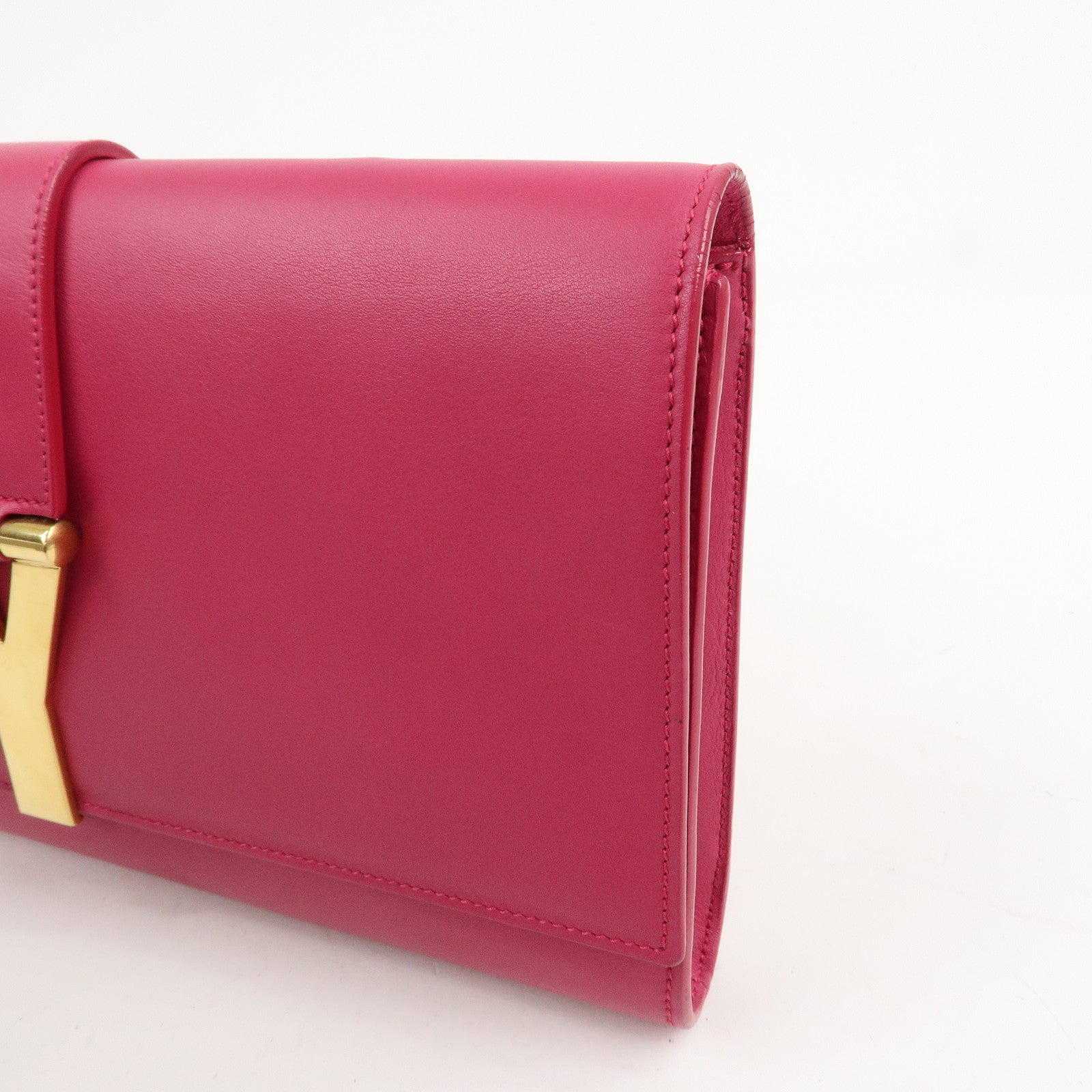 SAINT LAURENT PARIS Leather Clutch Bag Y Line Pink 311213