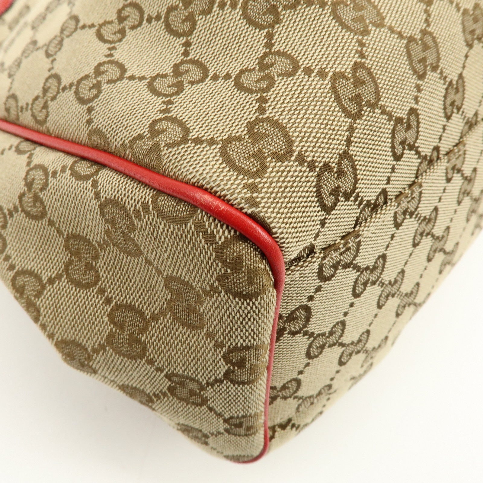 GUCCI Sukey Interlocking G GG Canvas Leather Tote Bag Beige Red