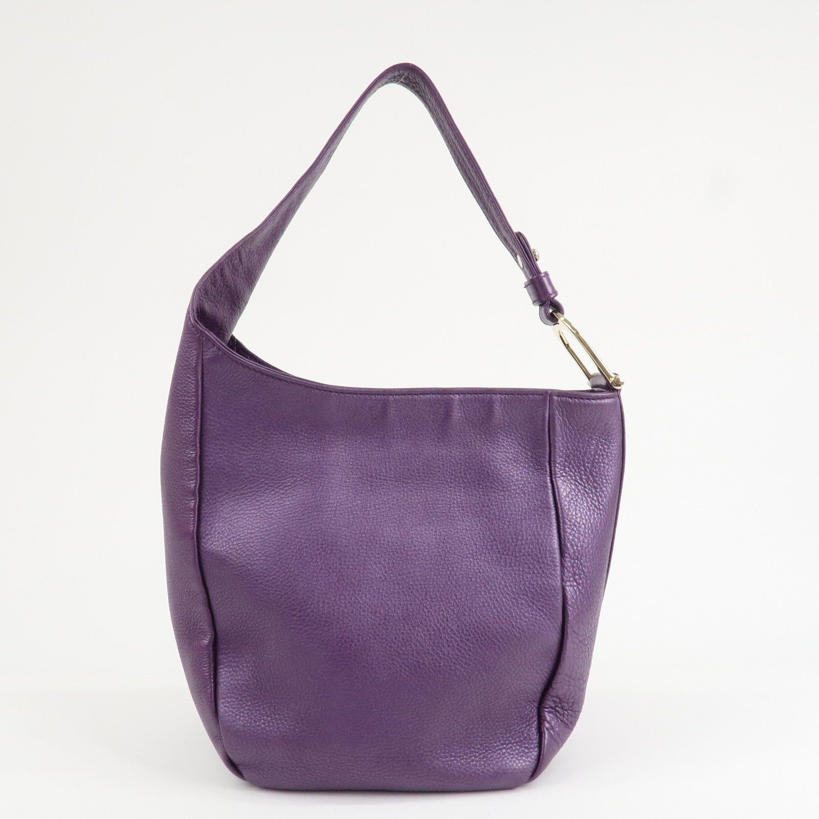 GUCCI Leather Shoulder Bag Hand Bag Metallic Purple 268749