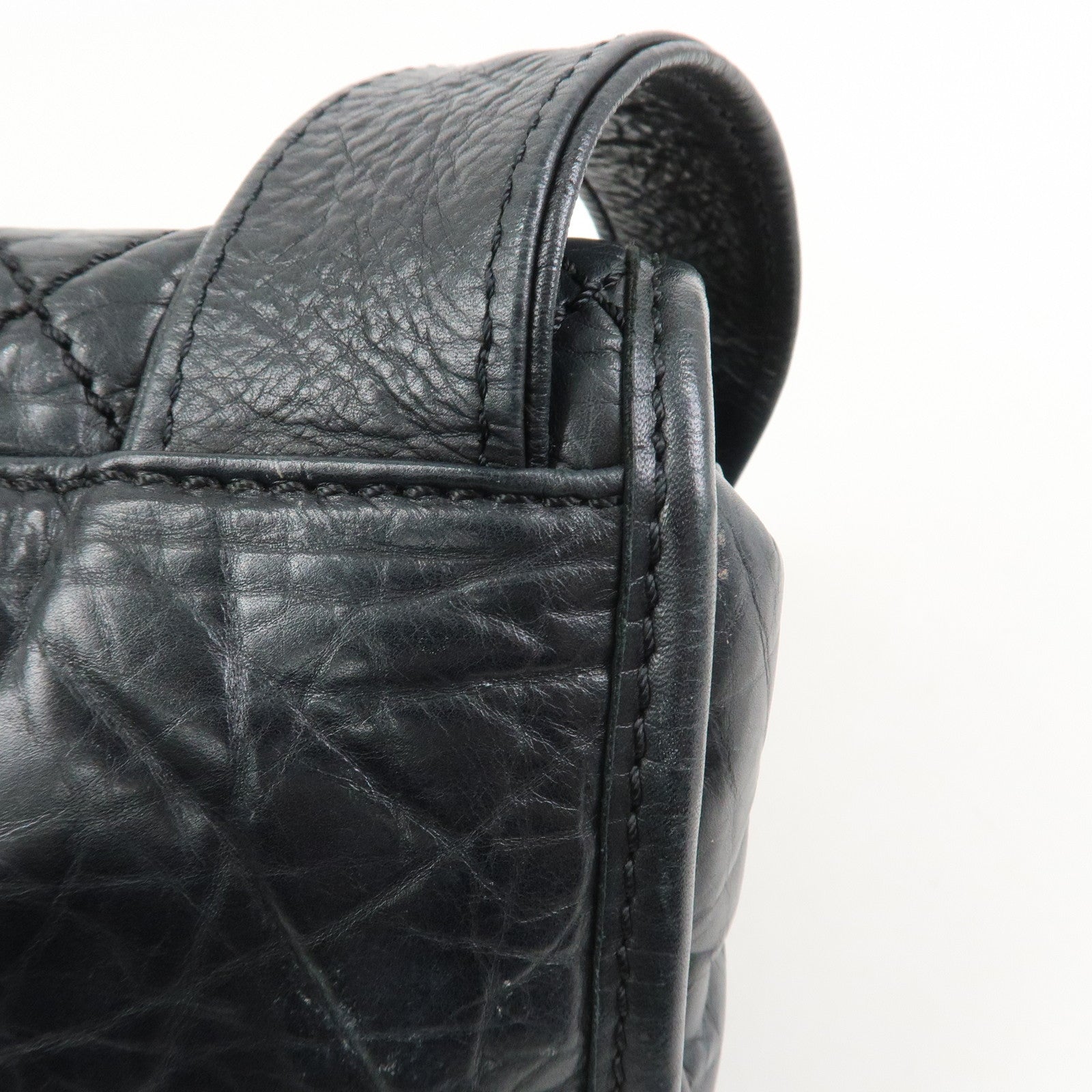 CHANEL Wild Stitch Calf Leather Shoulder Bag Crossbody Bag Black