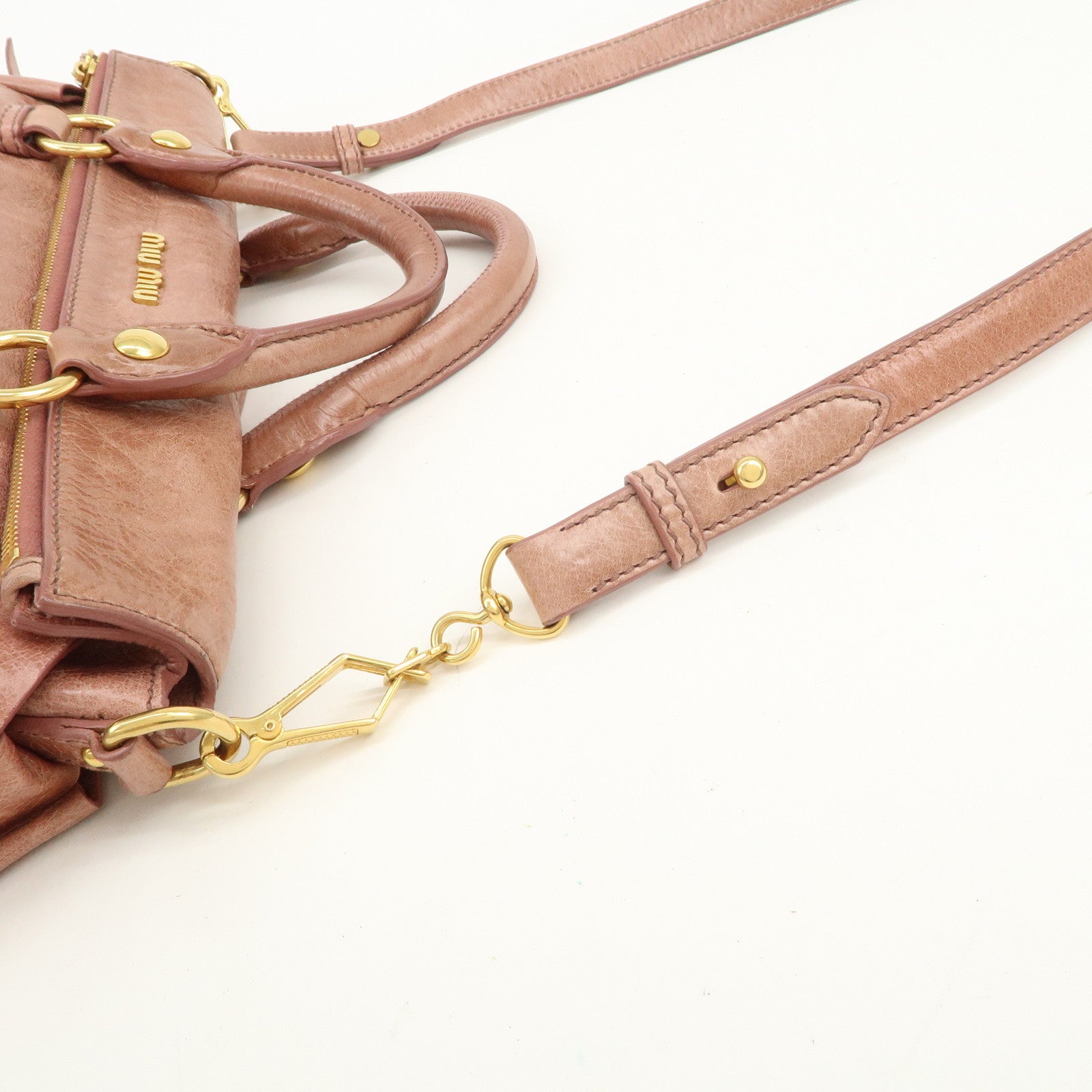 MIU MIU Logo Leather Ribbon 2Way Bag Shouler Bag Hand Bag RT0365