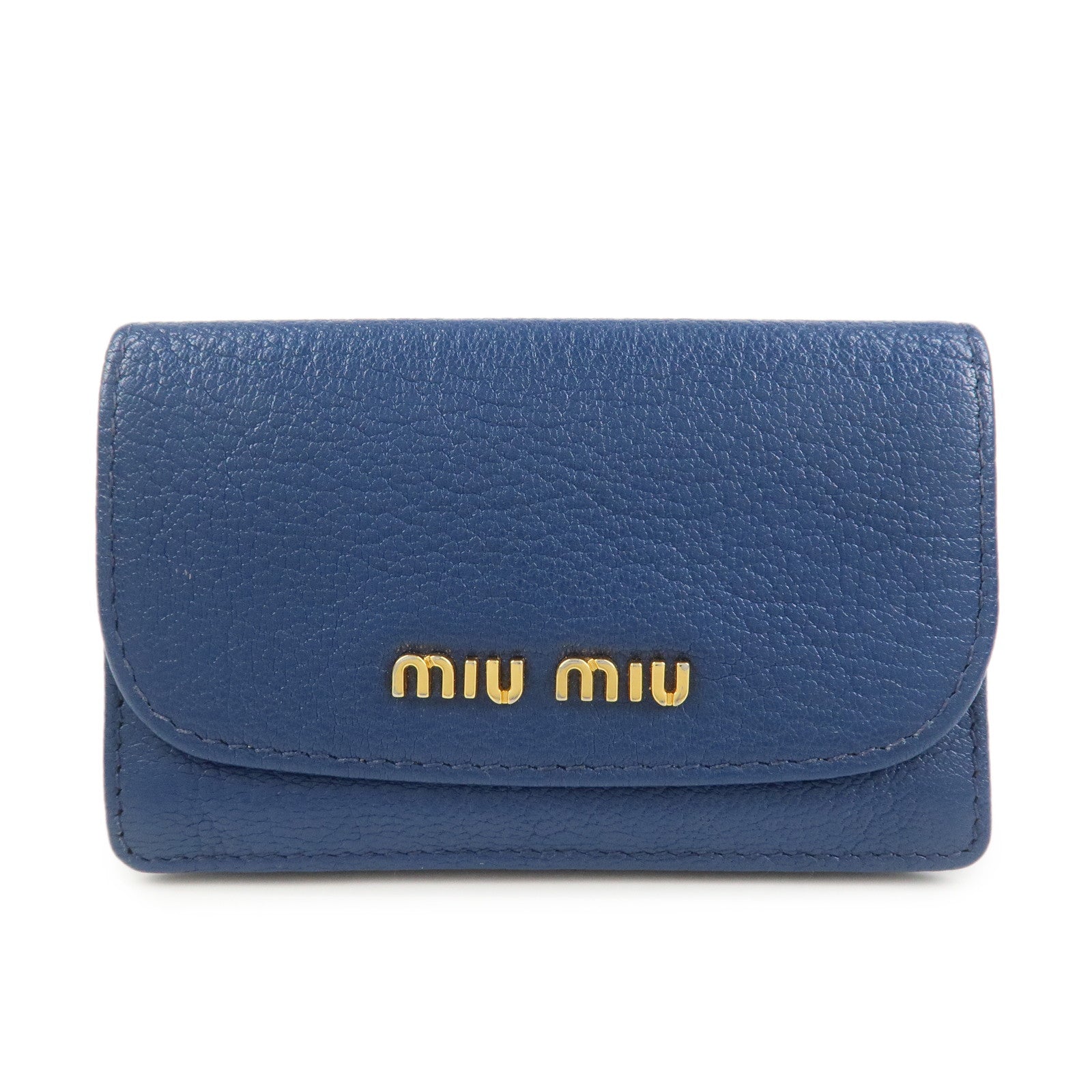 MIU MIU Leather Card Case Card Holder Fragment Case Blue 5M1122