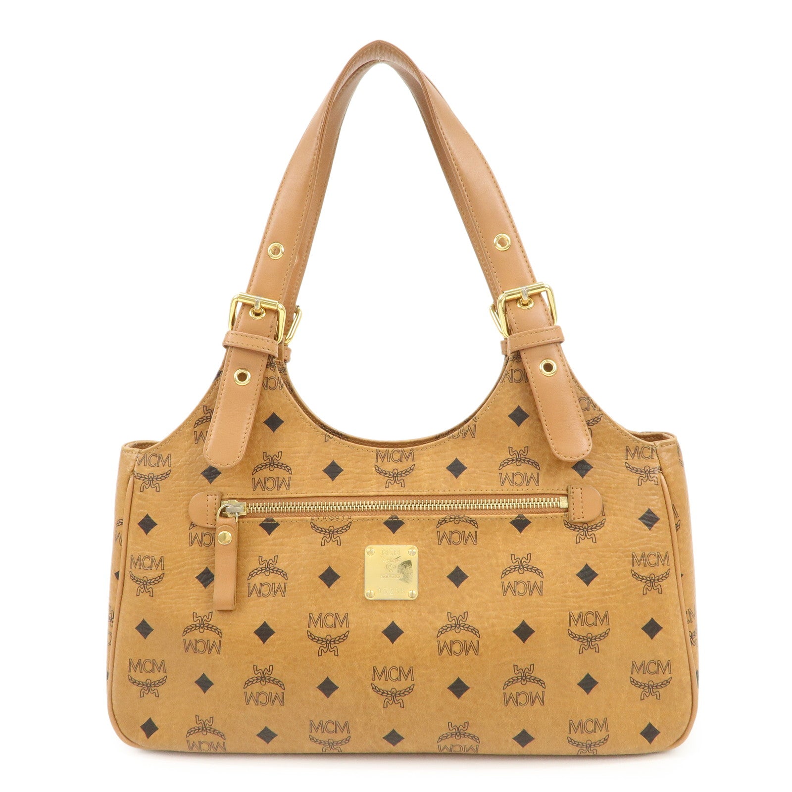 MCM Visetos Leather Hand Bag Shoulder Bag Brown Camel Brown