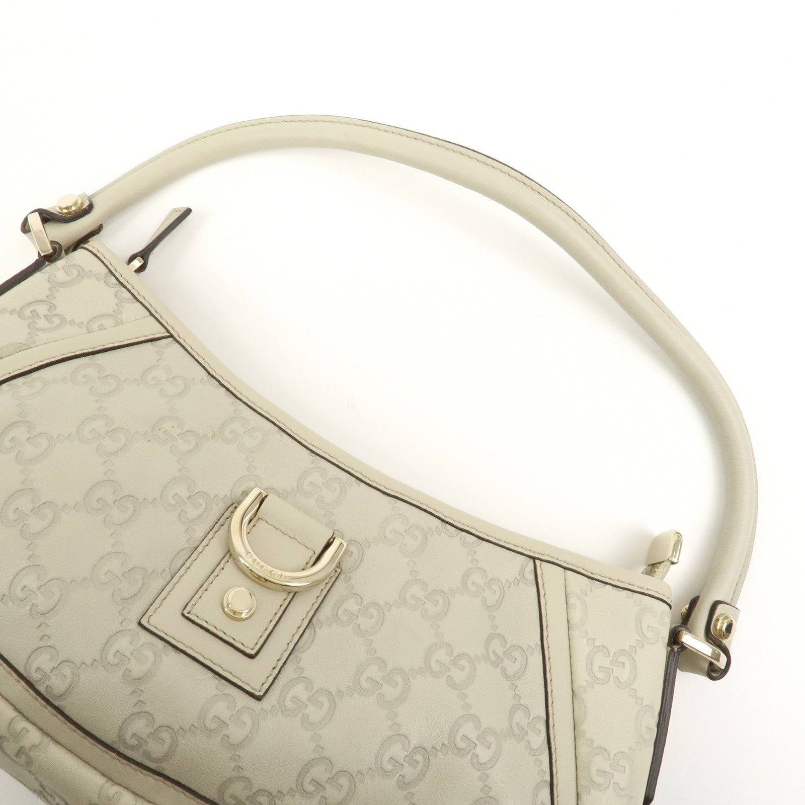 GUCCI Abbey Guccissima Leather Shoulder Bag Hand Bag Ivory 130939
