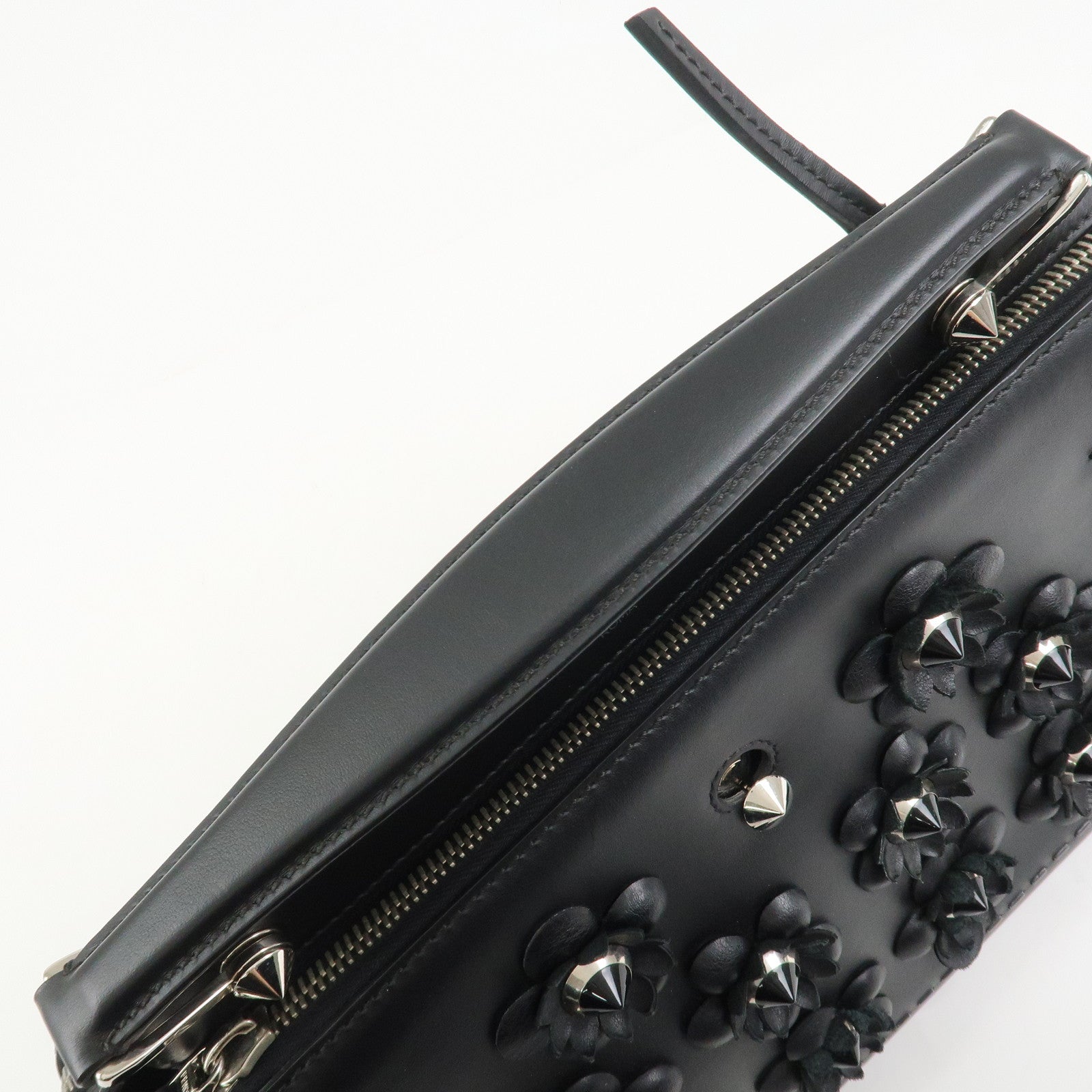 FENDI Dotcom Leather 2WAY Bag Hand Bag Shoulder Bag Black 8BN293