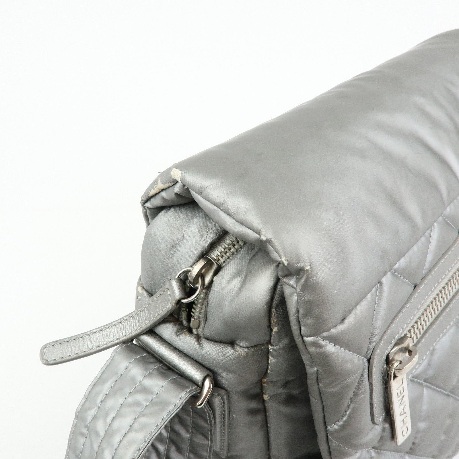 CHANEL Sports Matelasse PVC Coated Canvas Shoulder Bag Silver