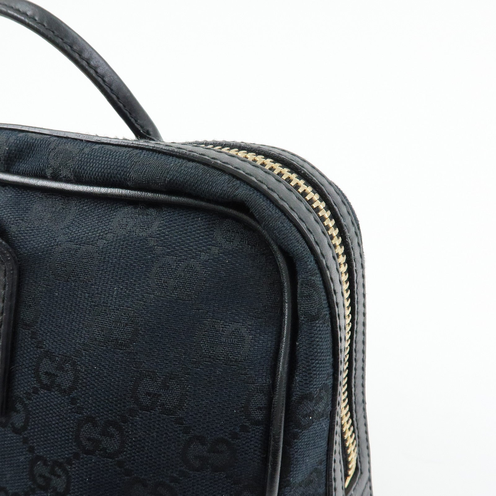 GUCCI Interlocking G Abbey GG Canvas Leather Tote Bag Black 169971