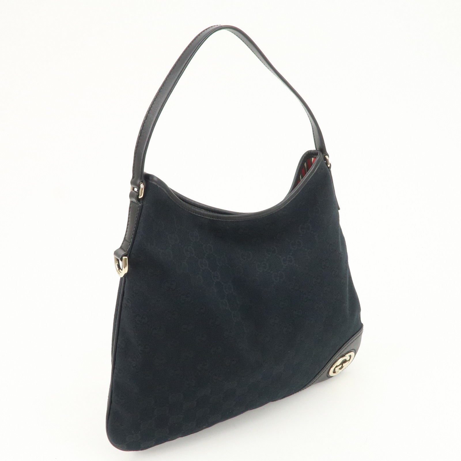 GUCCI Interlocking G GG Monogram Canvas Leather Shoulder Bag 169947