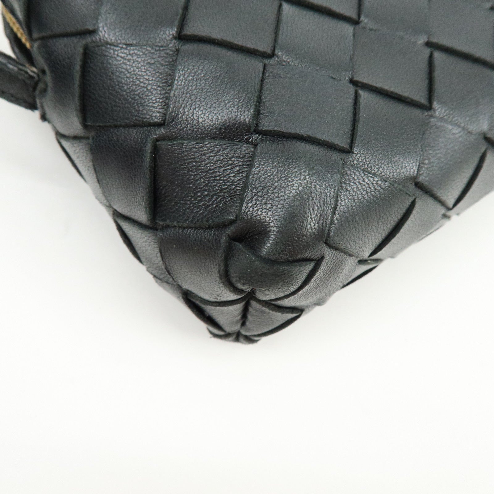 BOTTEGA VENETA Intrecciato Leather Shoulder Bag Crossbody Bag Black