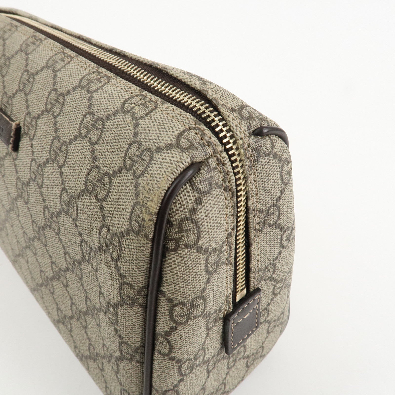 GUCCI GG Supreme Leather Clutch Bag Pouch Beige 189818 Used