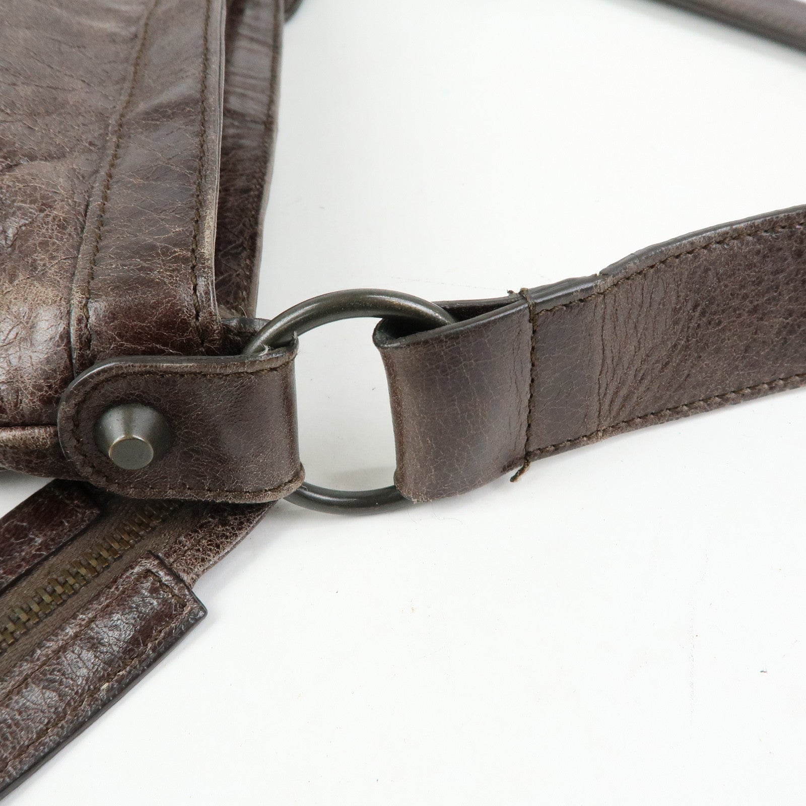 BALENCIAGA The Messenger Leather Shoulder Bag Brown 177289