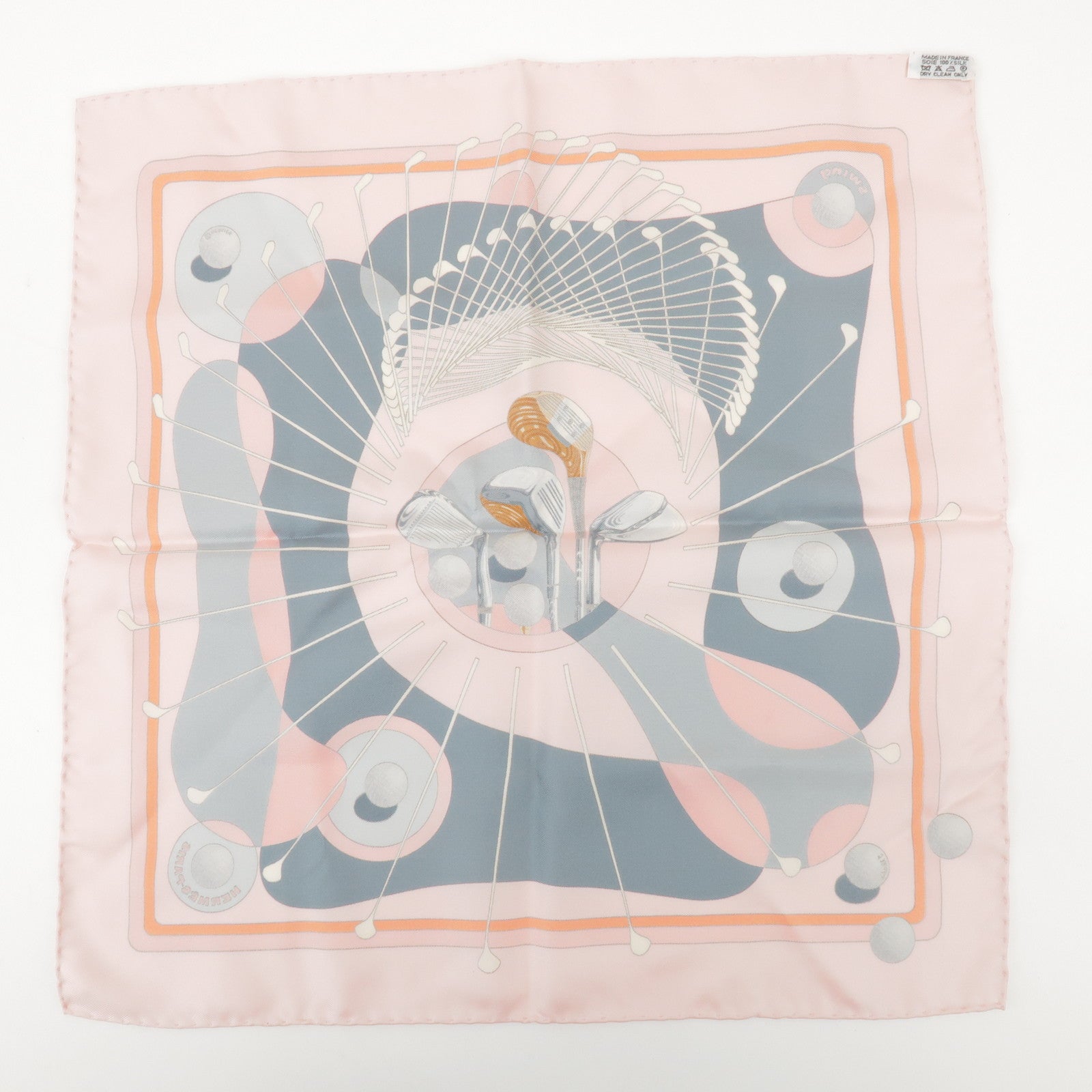 HERMES Carre 45 Set of 2 Silk 100% Scarf Light Pink Orange