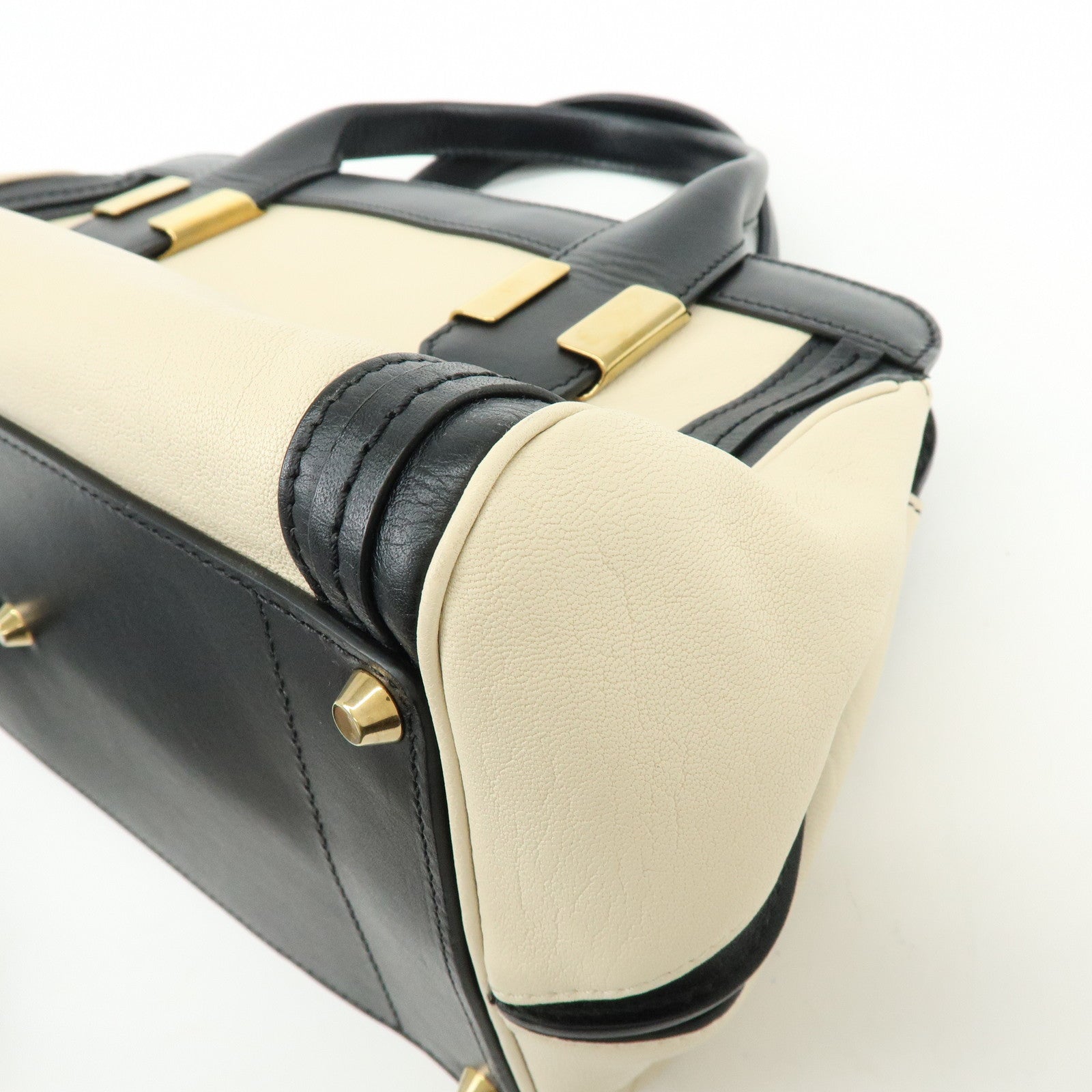 Chloe Leather Alice Mini Bag 2Way Bag Shoulder Hand Bag Black Ivory