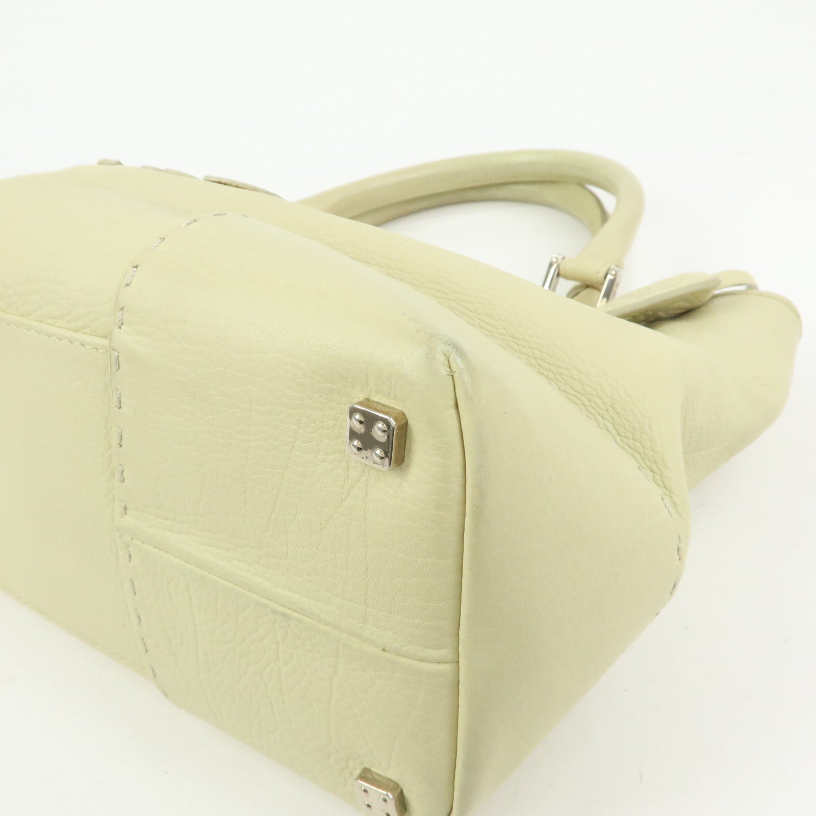 LOEWE Anagram Leather Tote Bag Hand Bag Ivory