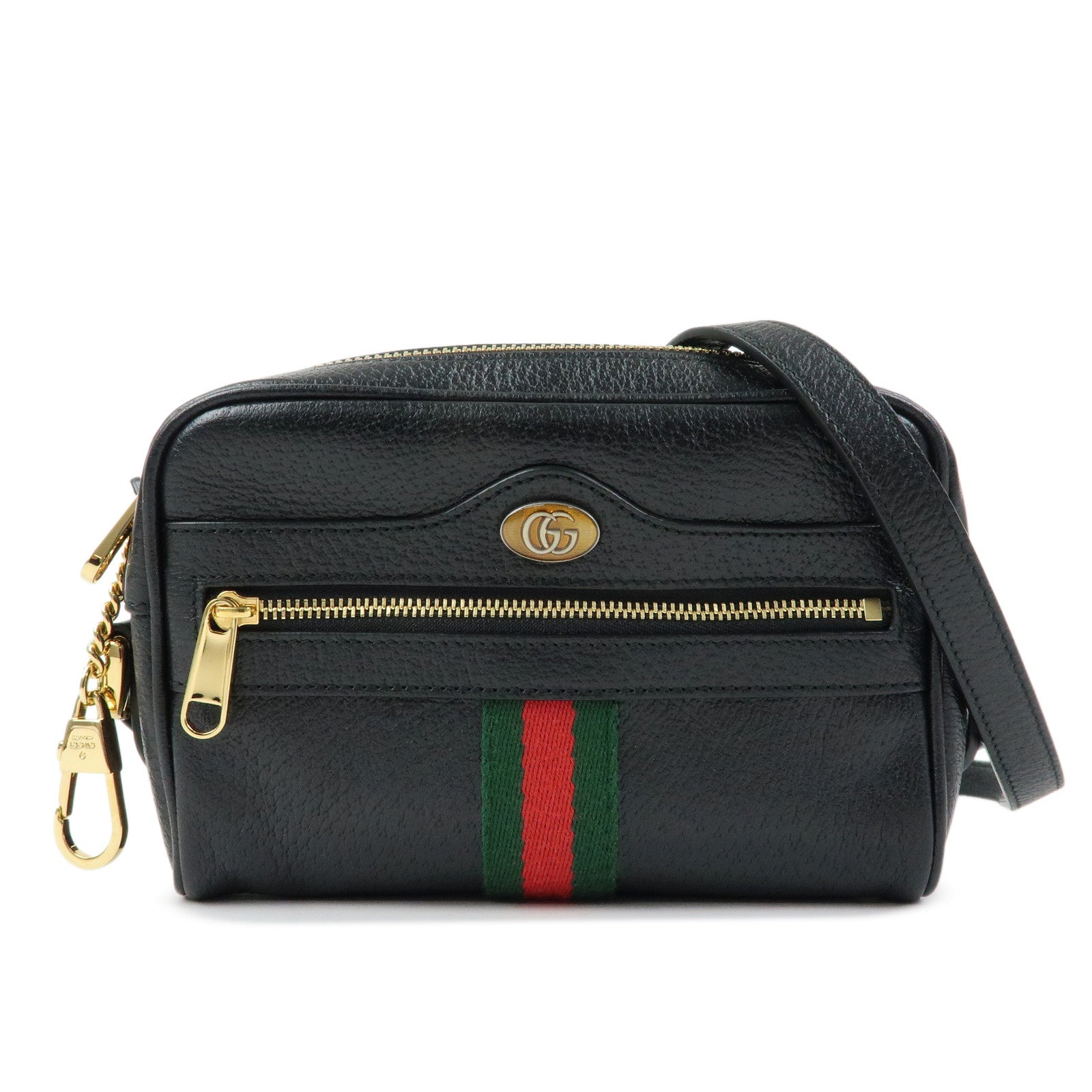 GUCCI Ophidia Sherry Leather Shoulder Crossbody Bag Black 517350