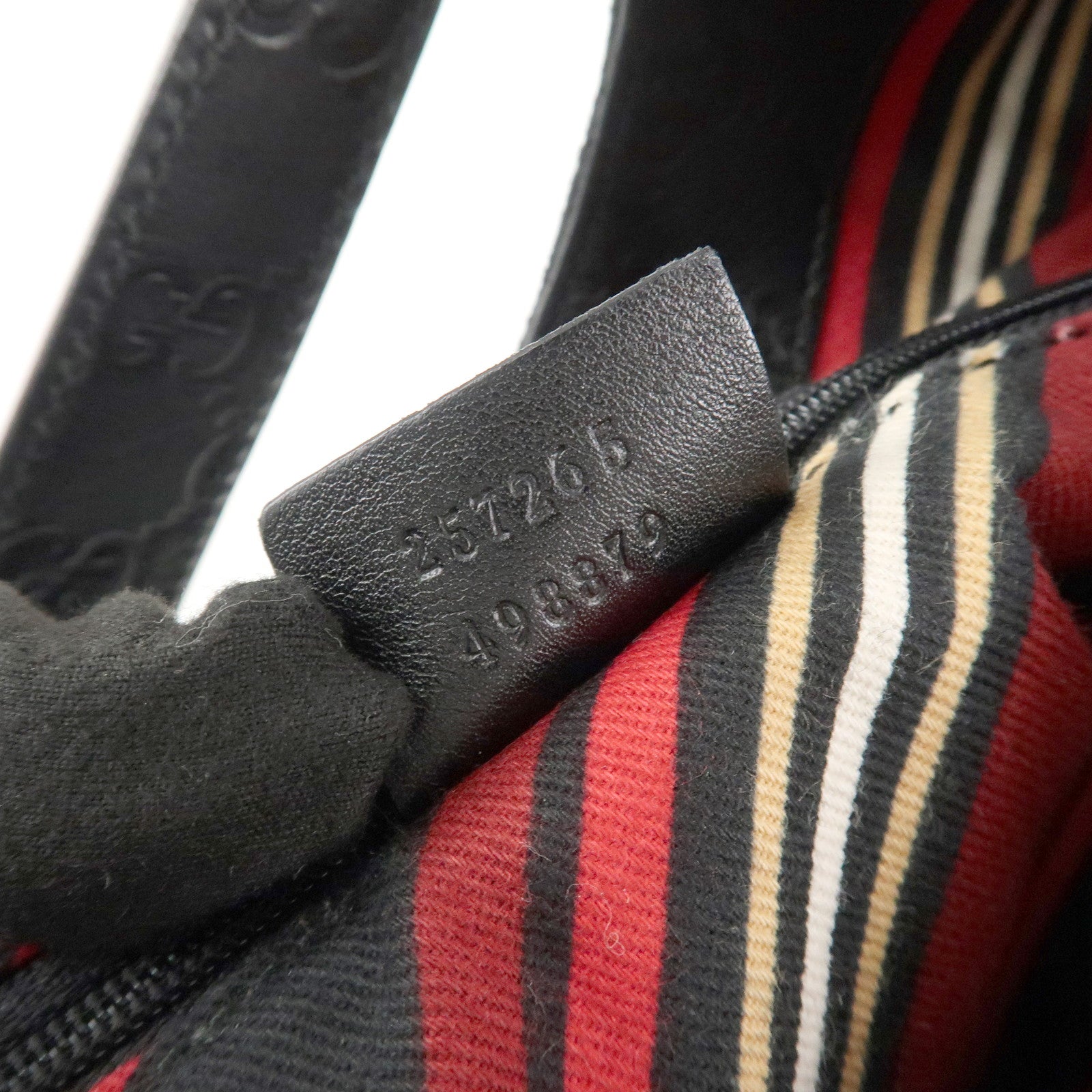 GUCCI Guccissima Leather Canvas Shoulder Bag Hand Bag Black 257265 Used