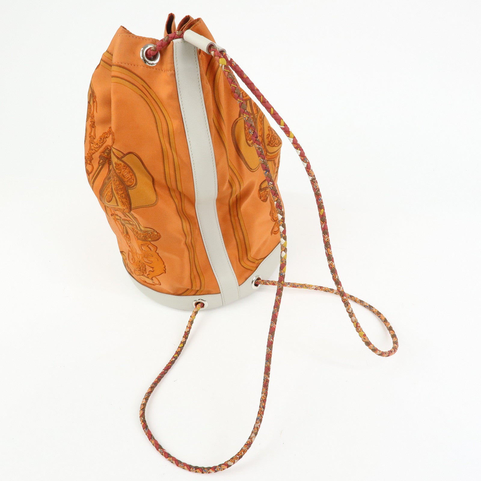 HERMES Silk Taurillon Sac SoieCool22 Shoulder Bag □O Stamped Orange