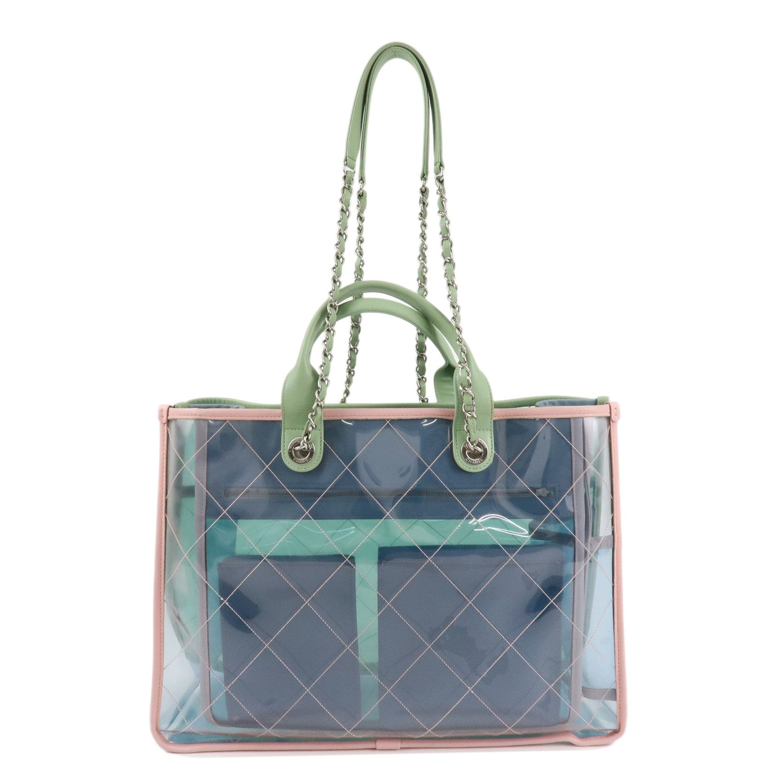 CHANEL COCO Splash Leather Vinyl Shopping Bag 2Way Bag A57411 Used
