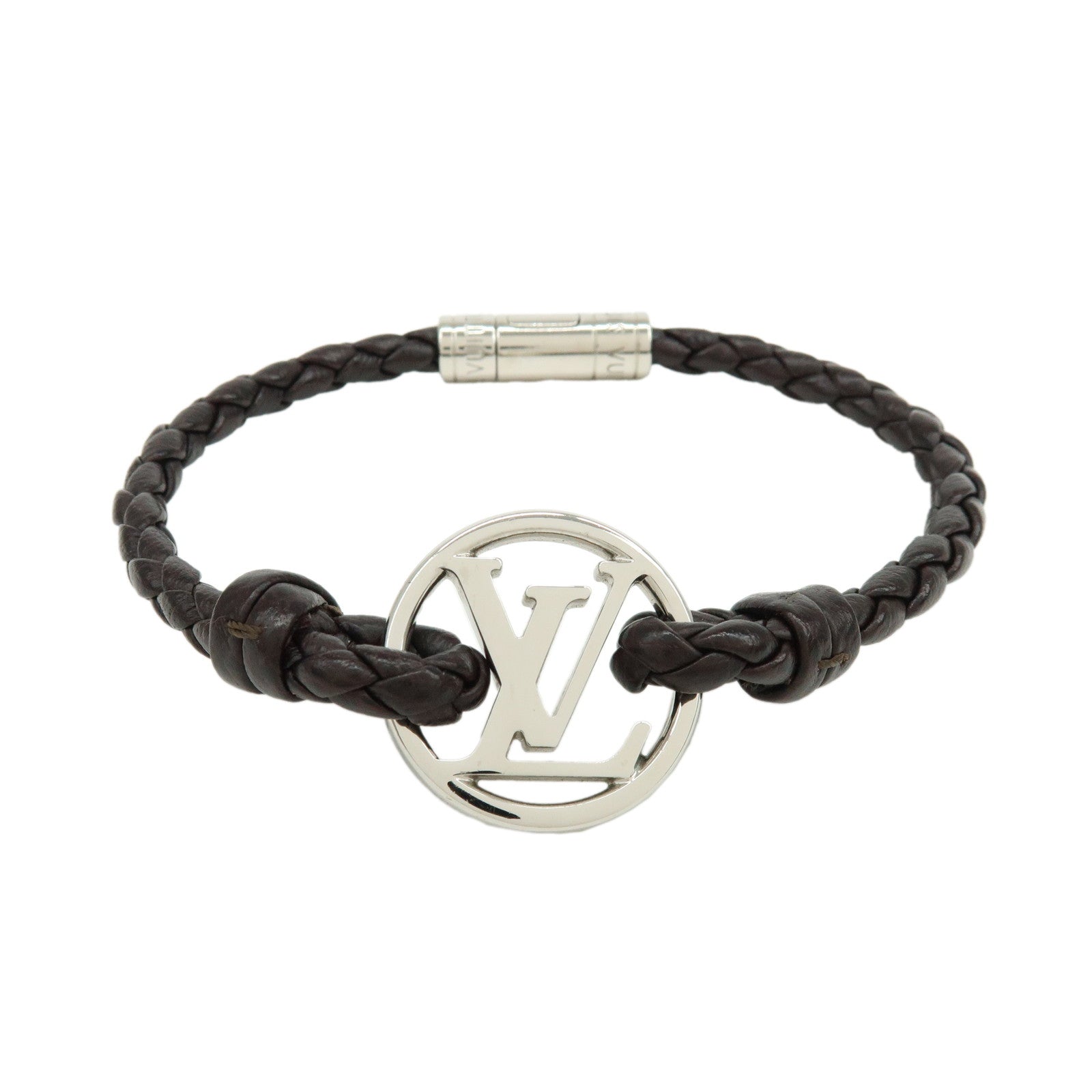 Louis Vuitton Bracelet LV Circle Leather Metal Bracelet Black M6188