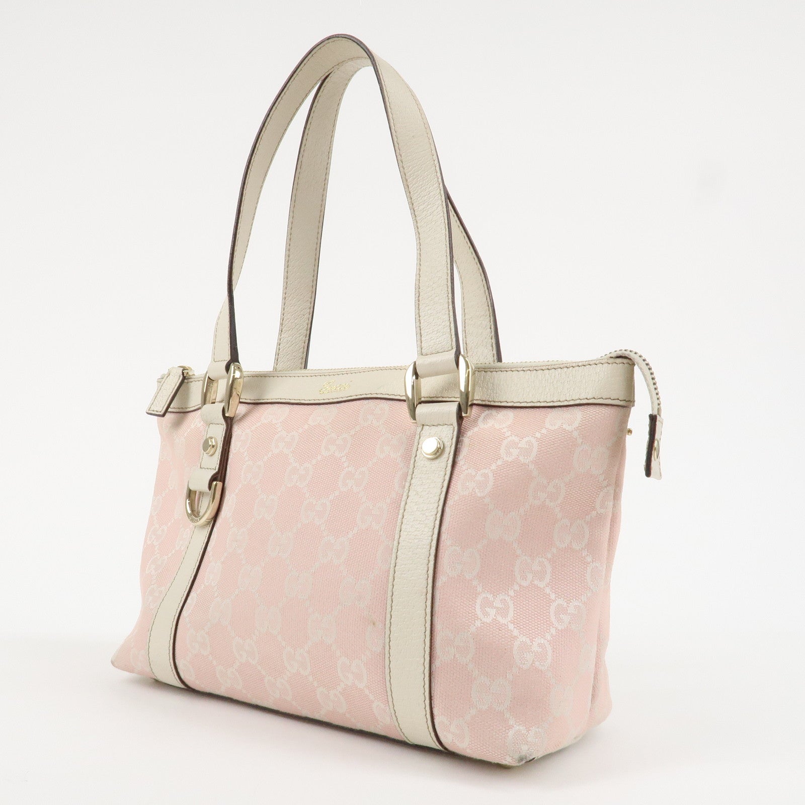 GUCCI Abbey GG Canvas Leather Mini Tote Bag Hand Bag Pink Used