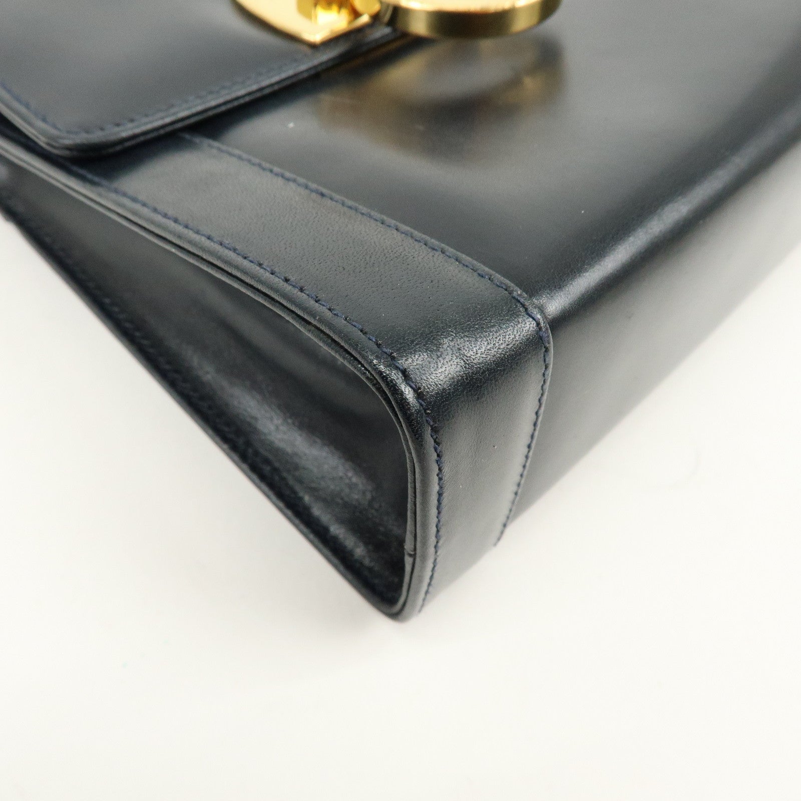 Ferragamo Gancini Leather Shoulder Bag Crossbody Bag Navy