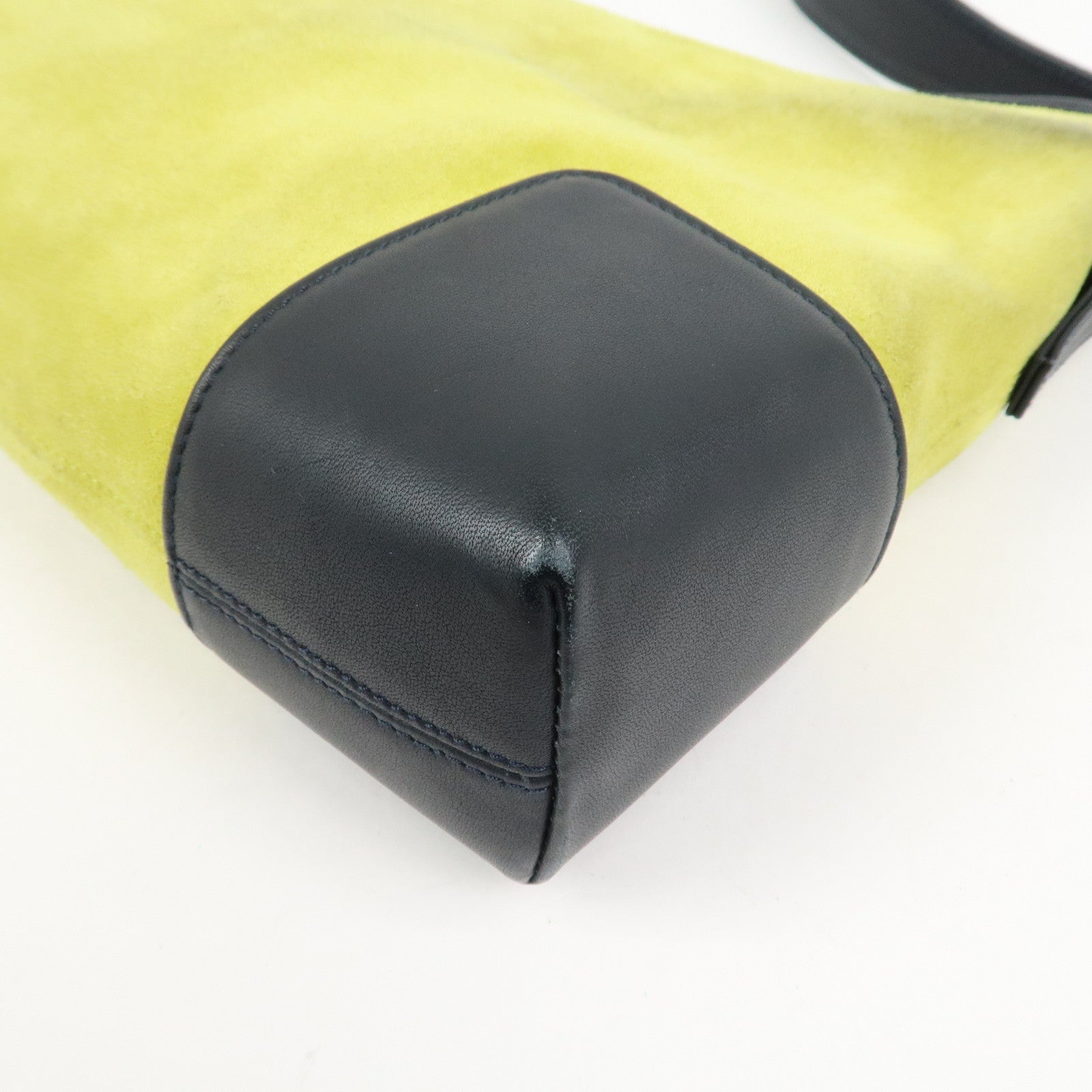 LOEWE Anagram Suede Leather Shoulder Bag Hand Bag Light Green Navy