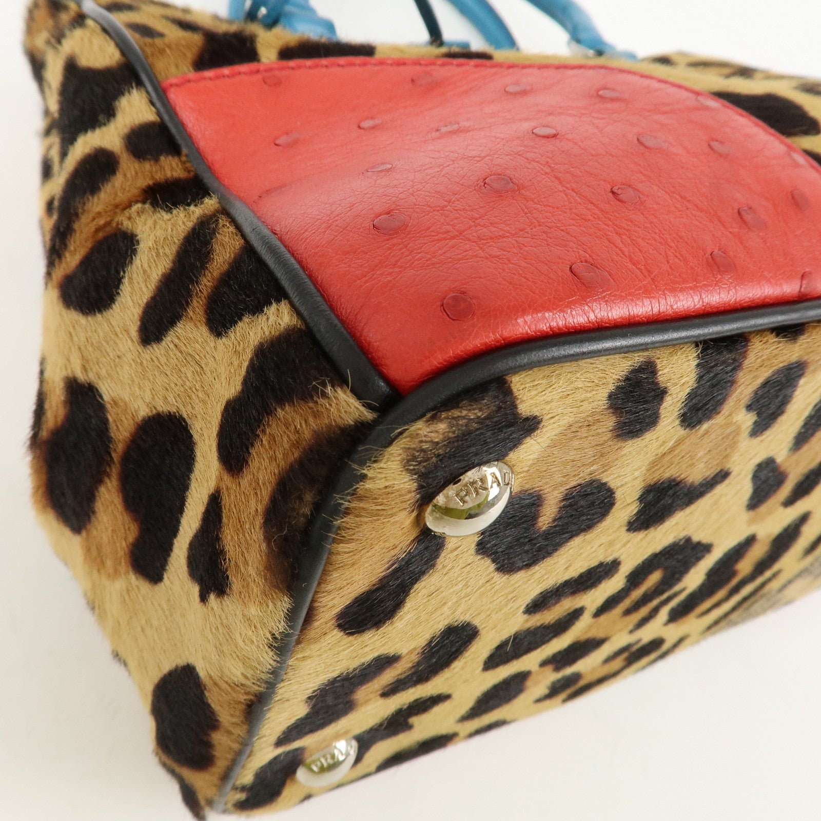 PRADA Galleria Triangle Logo Unborn Calf Leather 2Way Bag 1BA863 Used