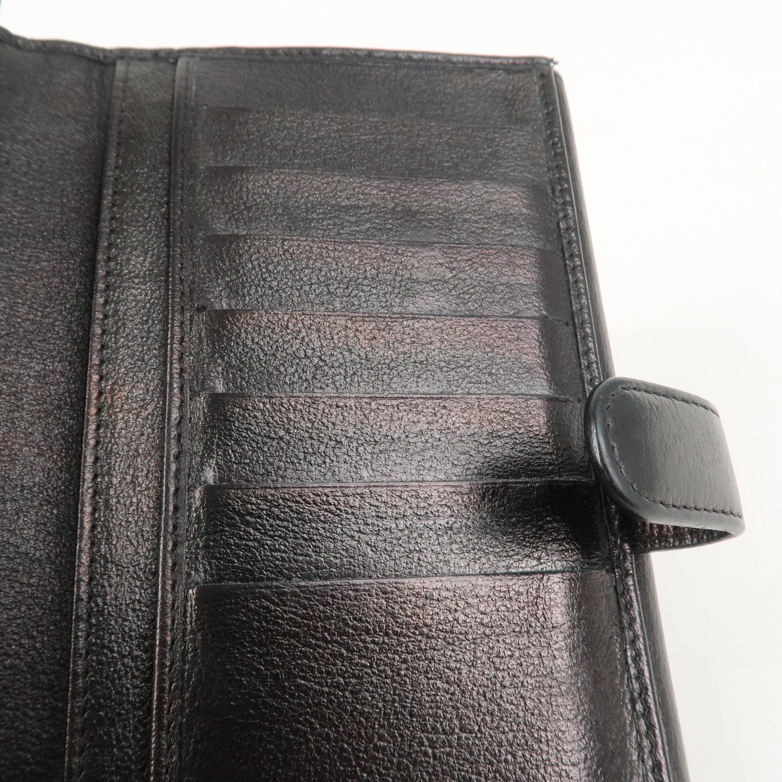 CHANEL Camellia COCO Mark Leather Bi-fold Long Wallet Black
