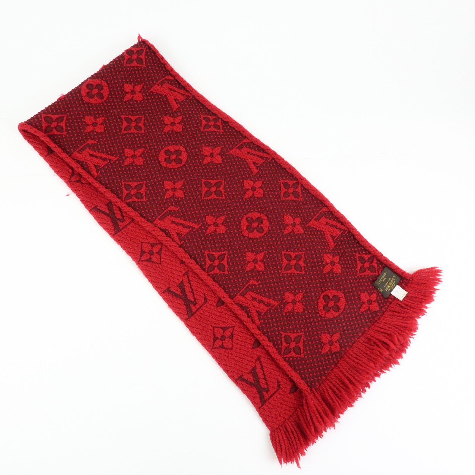 Louis Vuitton Echarpe Logomania Monogram Wool Silk Scarf Red