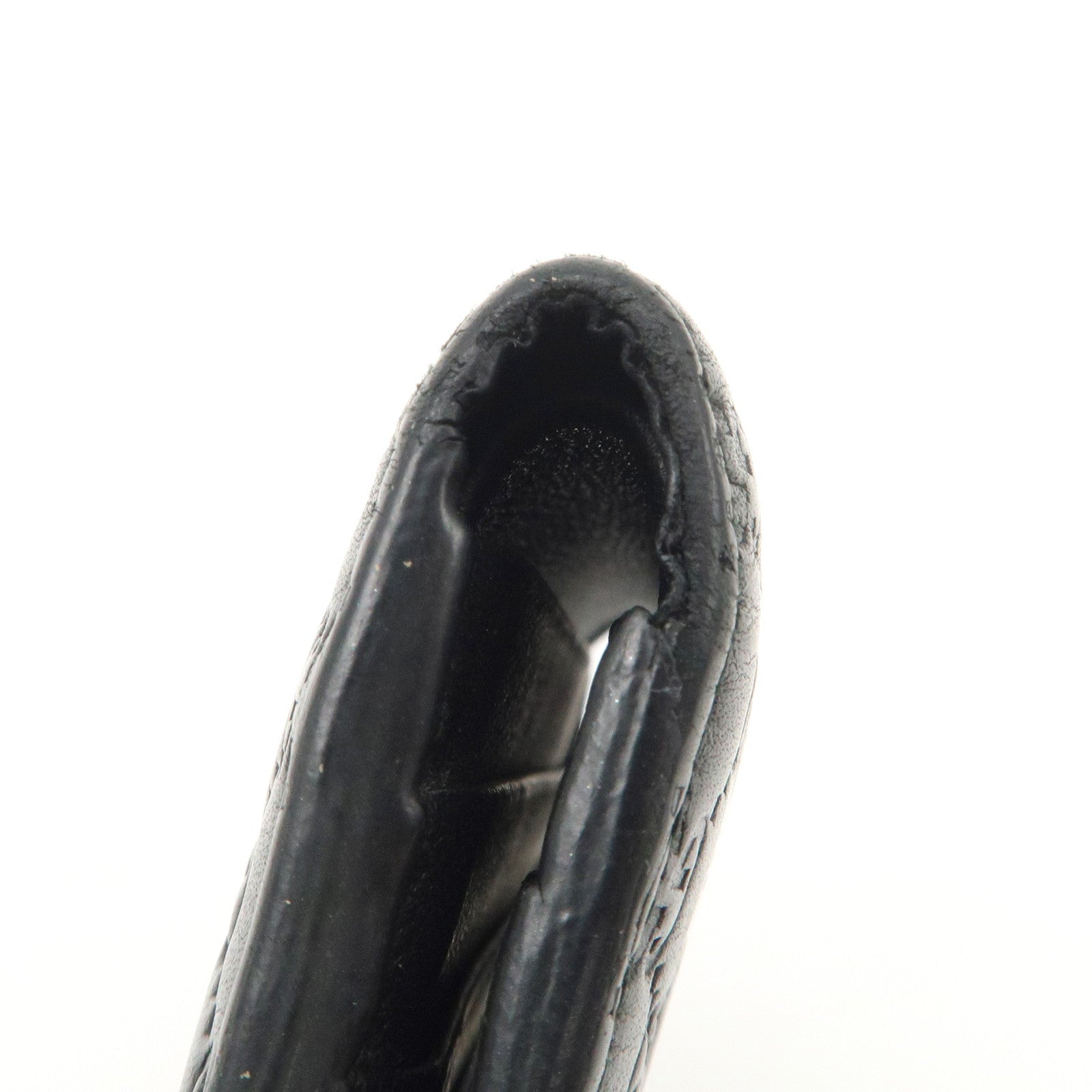 GUCCI Micro Guccissima Leather Compact Bi-fold Wallet Black 544475 Used