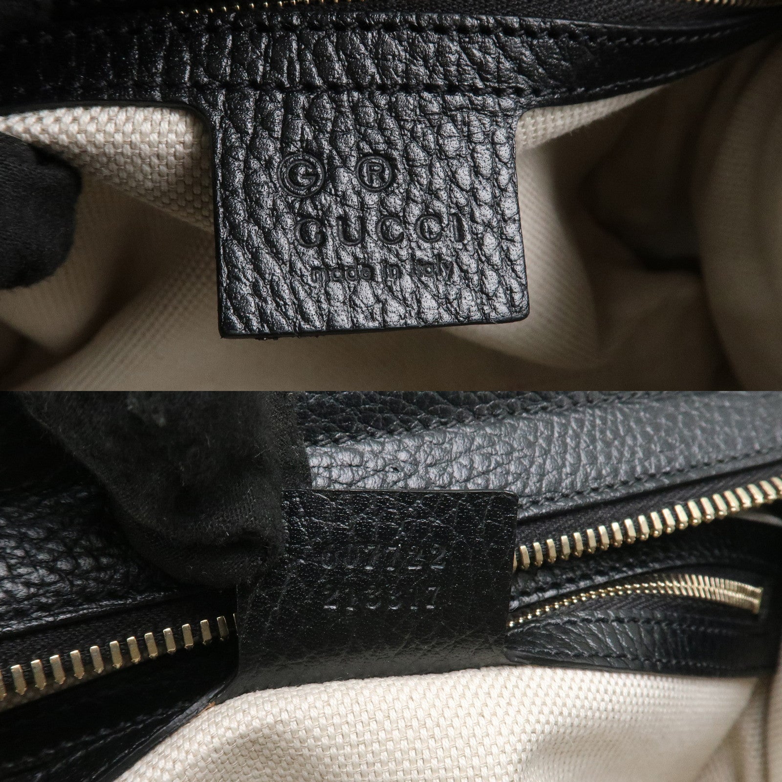 GUCCI SOHO Interlocking G Calf Leather 2Way Bag Black 607722