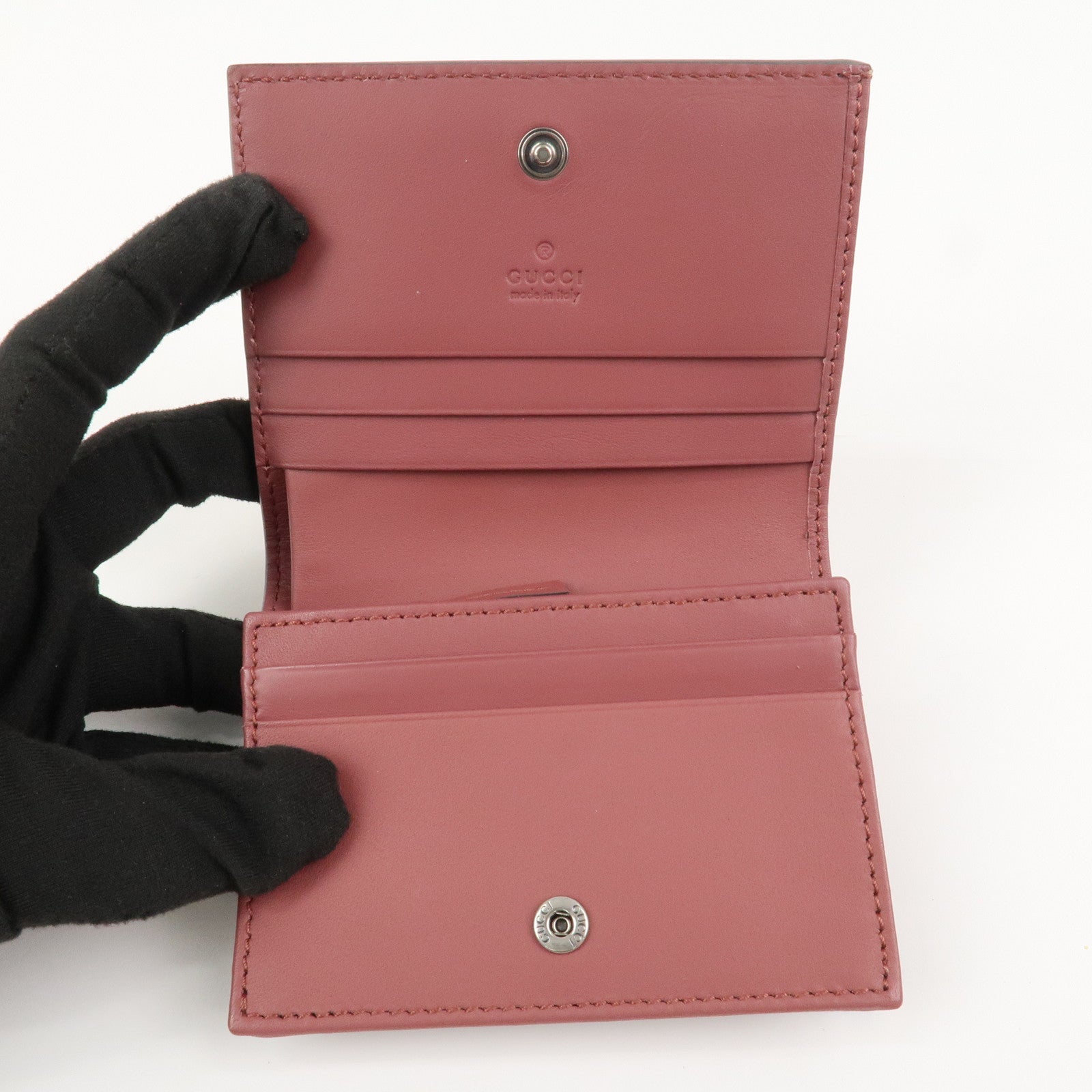 GUCCI GG Brooms GG Supreme Compact Wallet Beige Pink 453176
