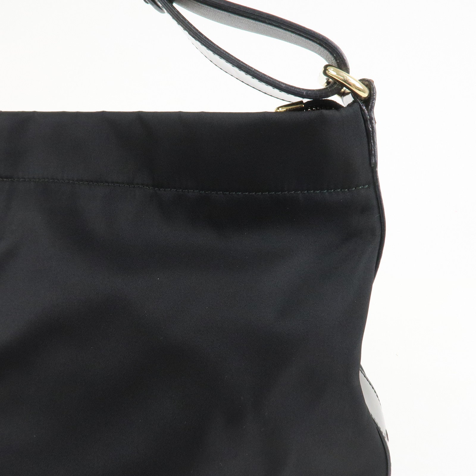 Ferragamo Nylon Patent Leather Shoulder Bag Hand Bag Leopard Black