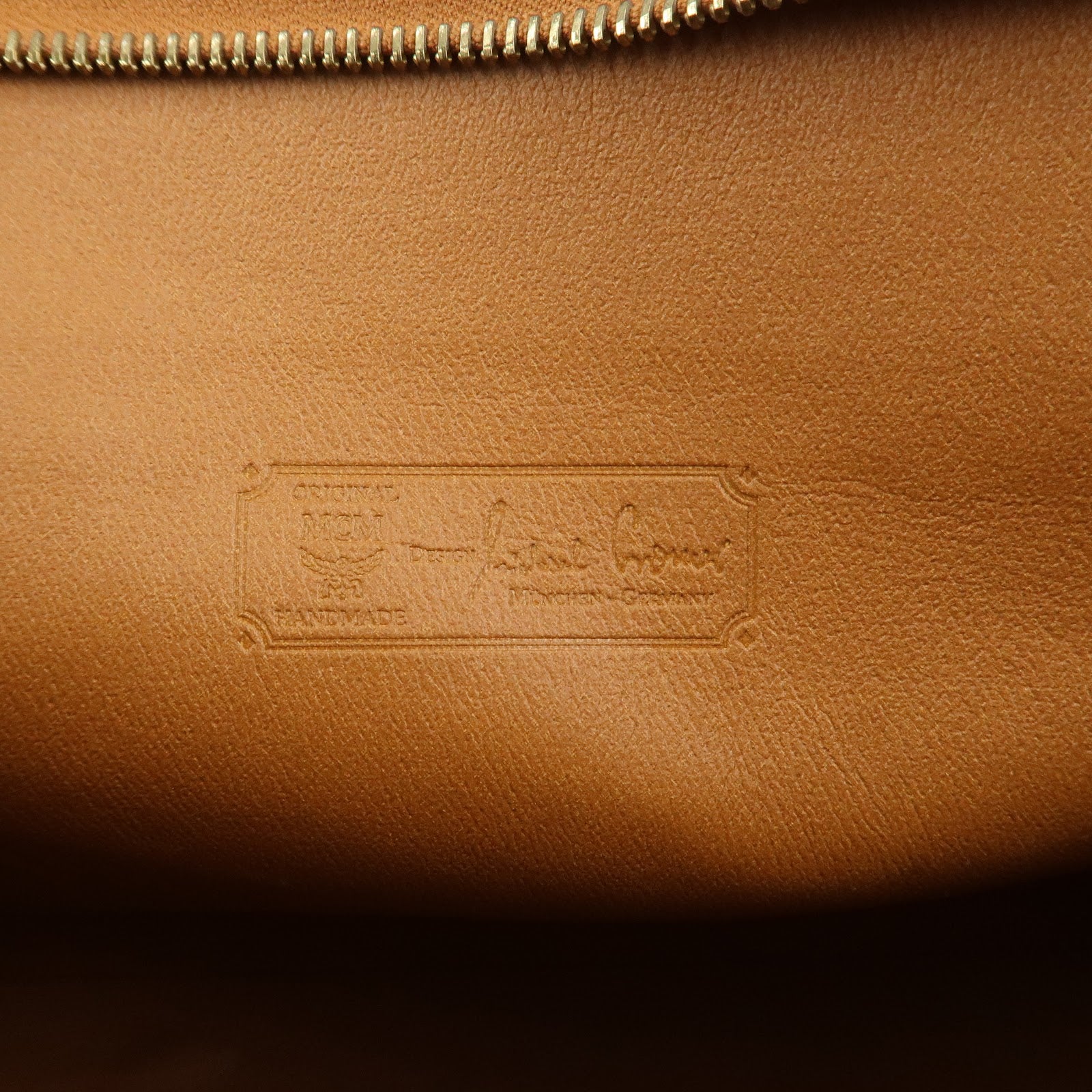 MCM Visetos Leather Clutch Bag Pouch Light Brown