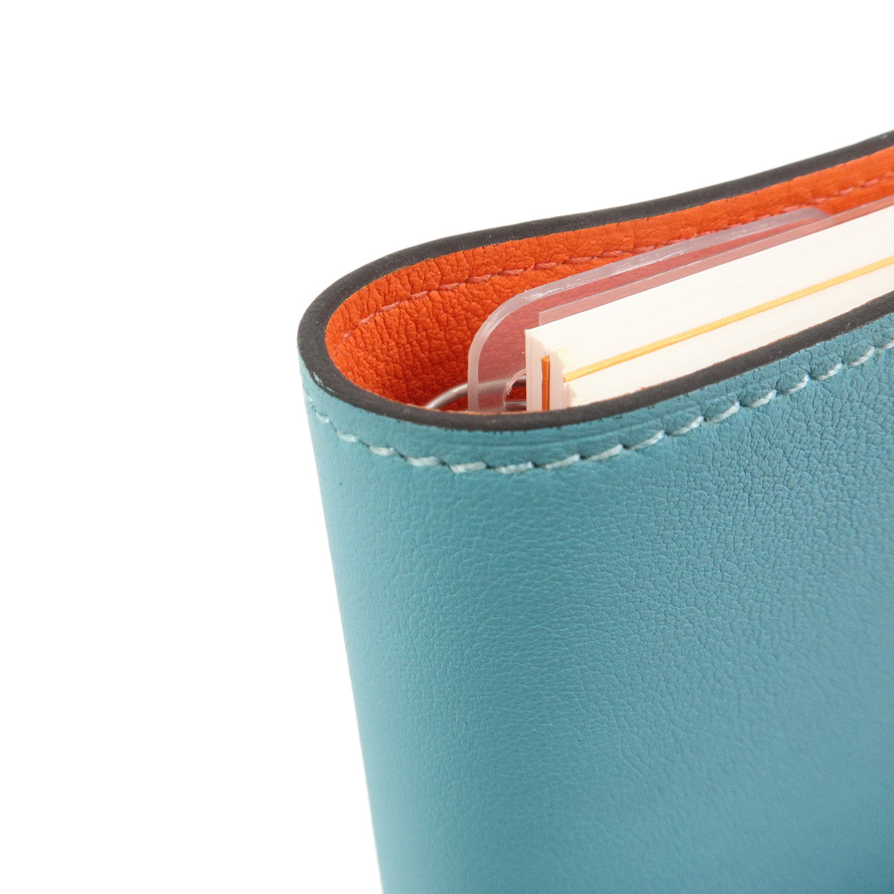 HERMES Ulysse PM Leather Agenda Planner Cover Light Blue Orange