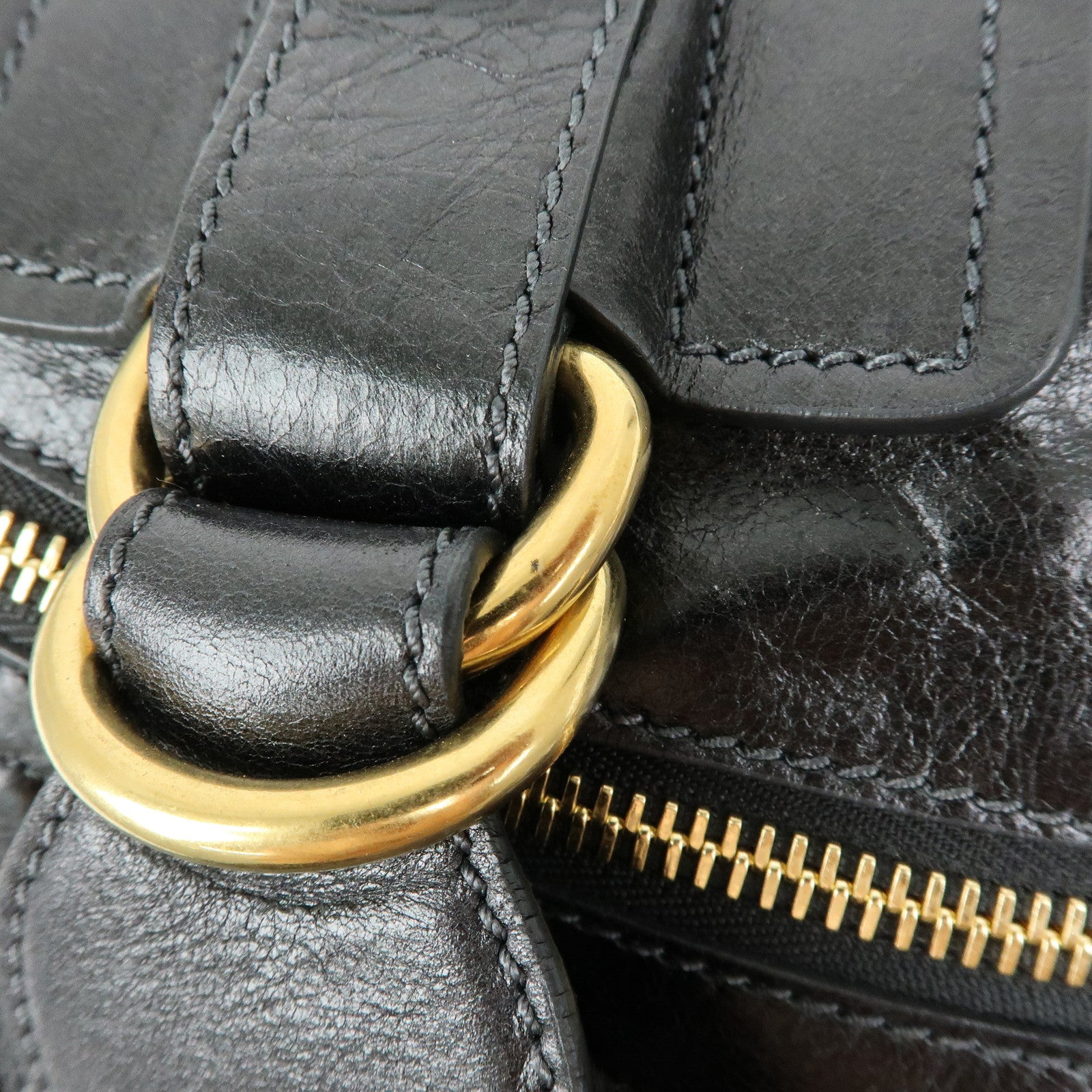 Chloe Bay Leather Hand Bag Tote Bag Black