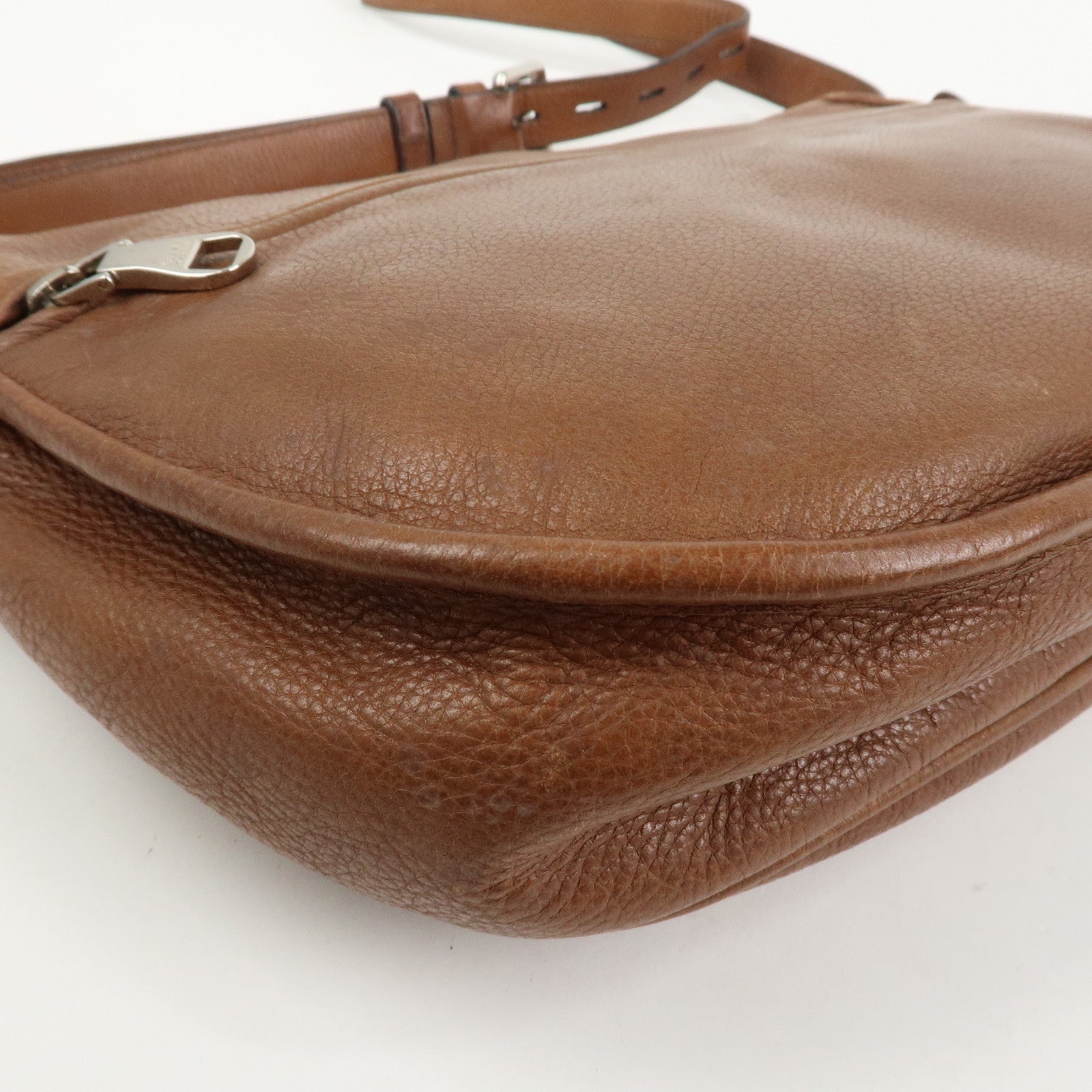 LOEWE Heritage Logo Leather Shoulder Bag Crossbody Bag Brown