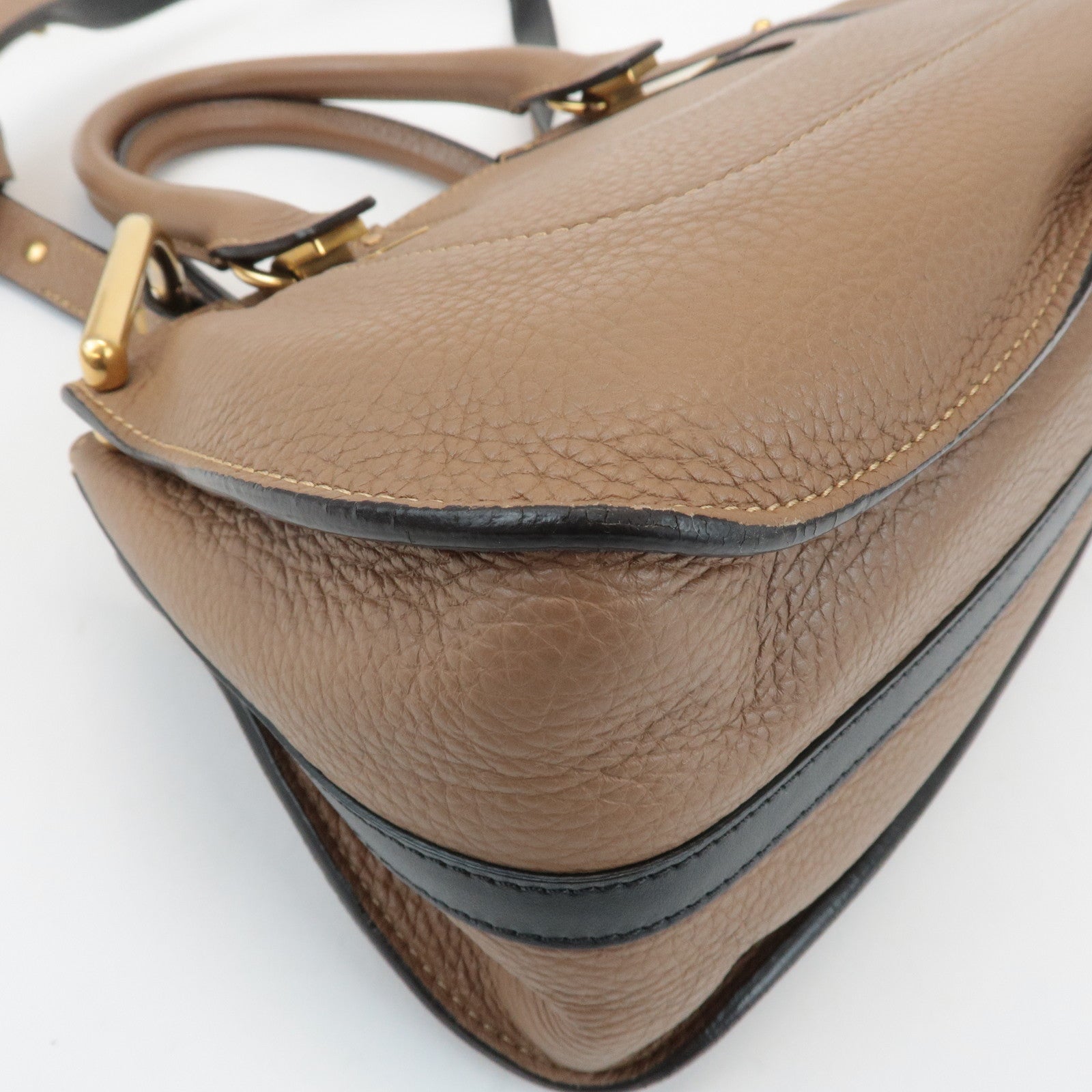 Chloe Hayley Leather 2WAY Bag Hand Bang Shoulder Bag Brown