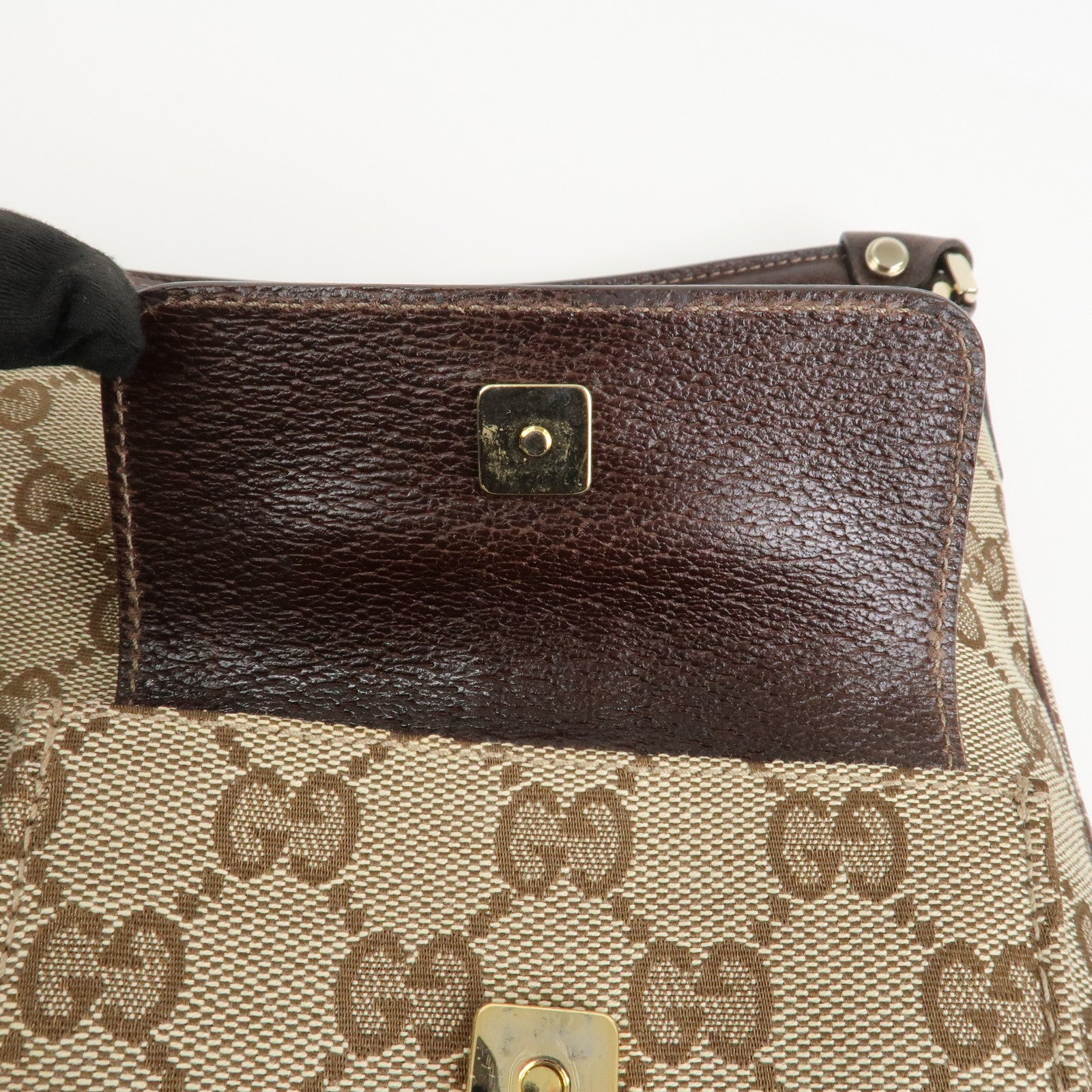 GUCCI Front Pocket Shoulder Bag Hand Bag Brown 153025
