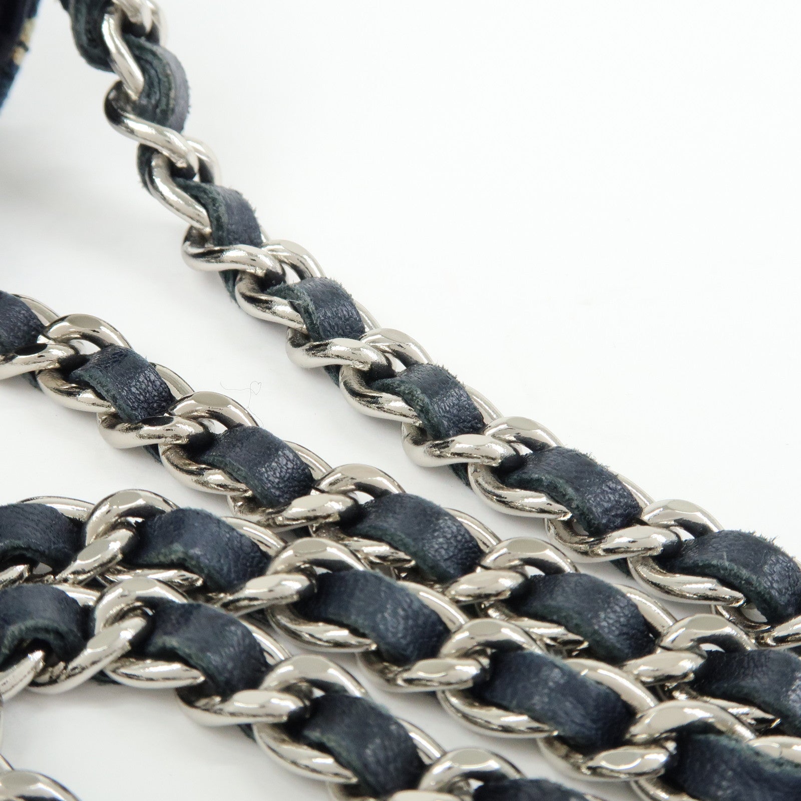 CHANEL By Sea Canvas Cell Phone Chain Shoulder Bag Navy
