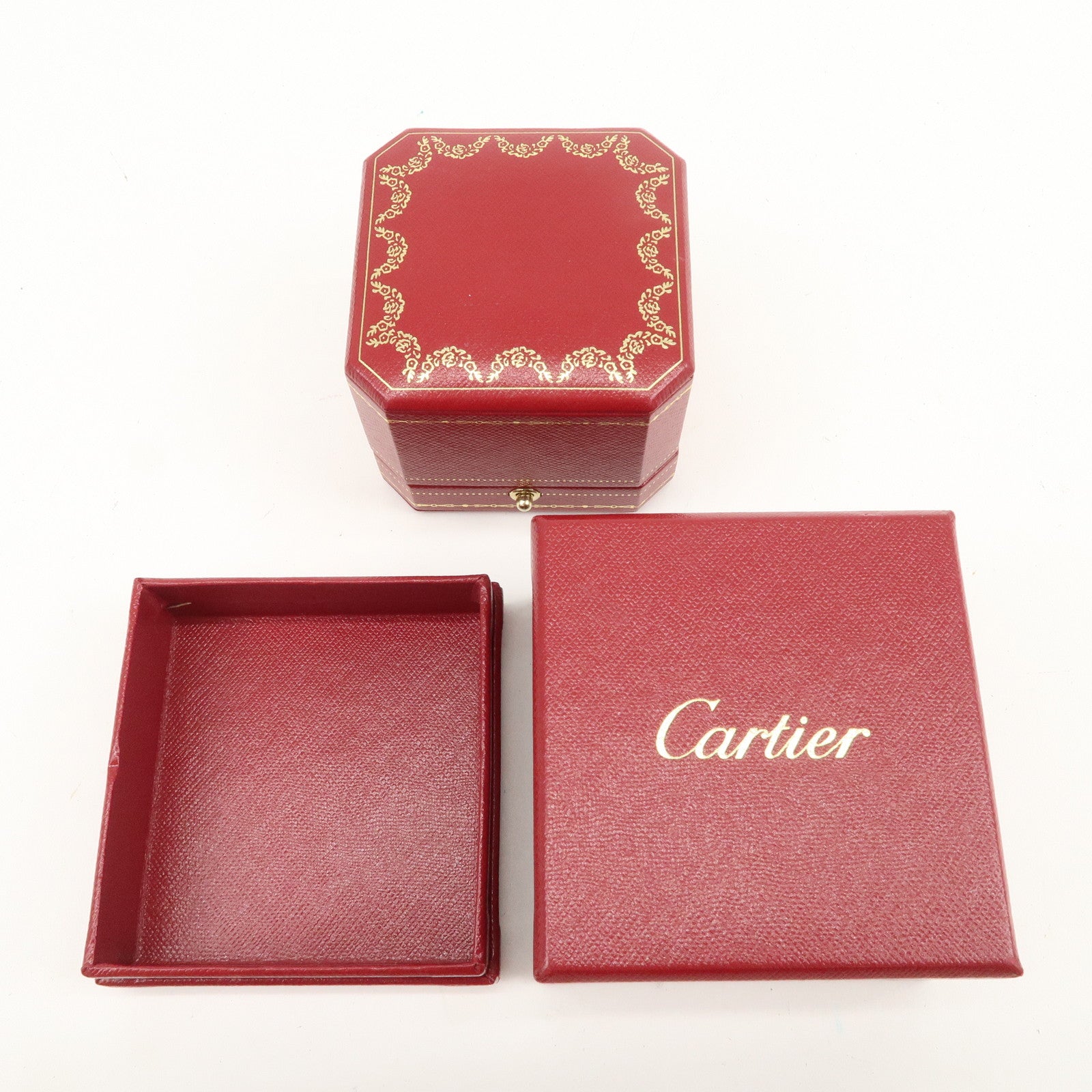 Cartier Set of 5 Jewelry Boxes Ring Boxes Red Gold