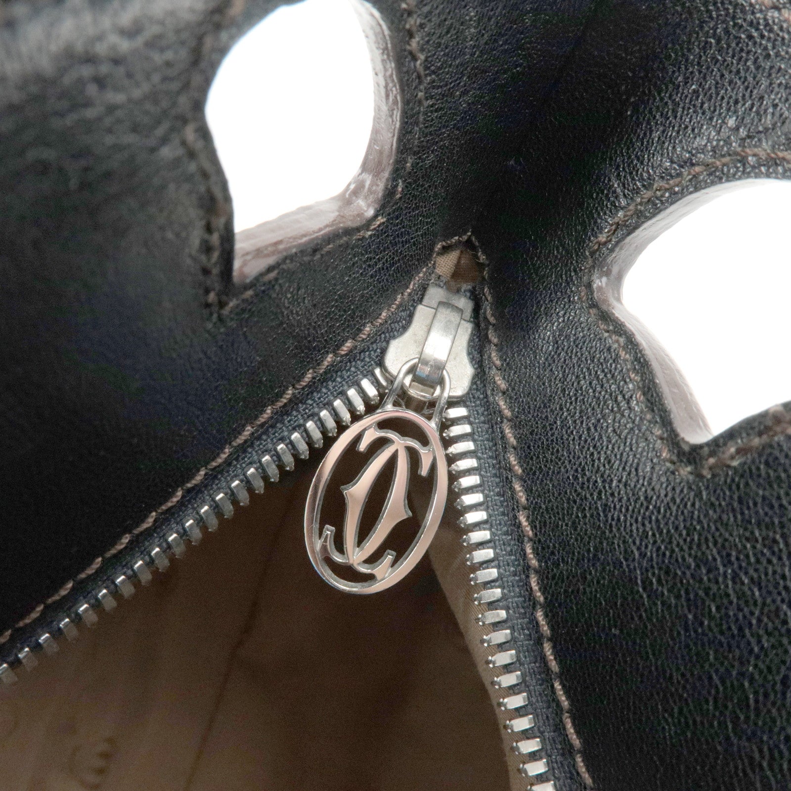 Cartier Must Line Leather Marcello Hand Bag Black Used