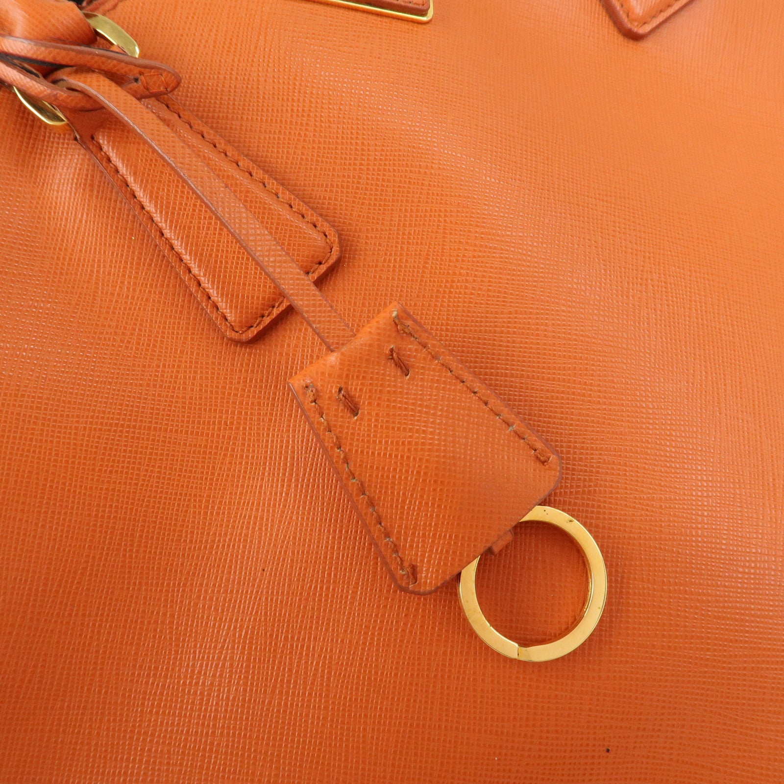 PRADA Triangle Logo Galleria 2Way Bag Hand Bag Orange BN1786
