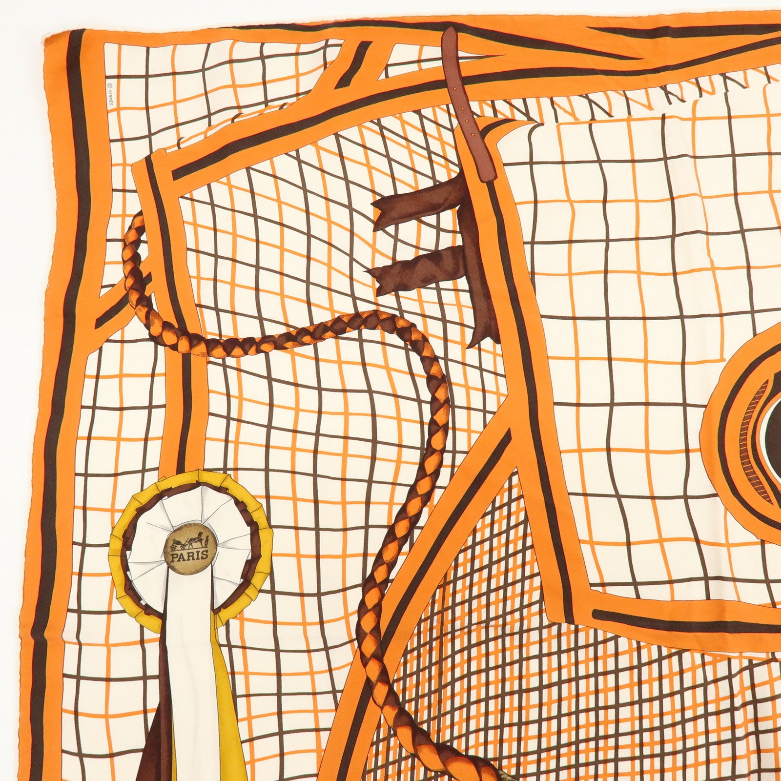 HERMES Carre 90 Silk 100% Scarf Bete de Concours Orange
