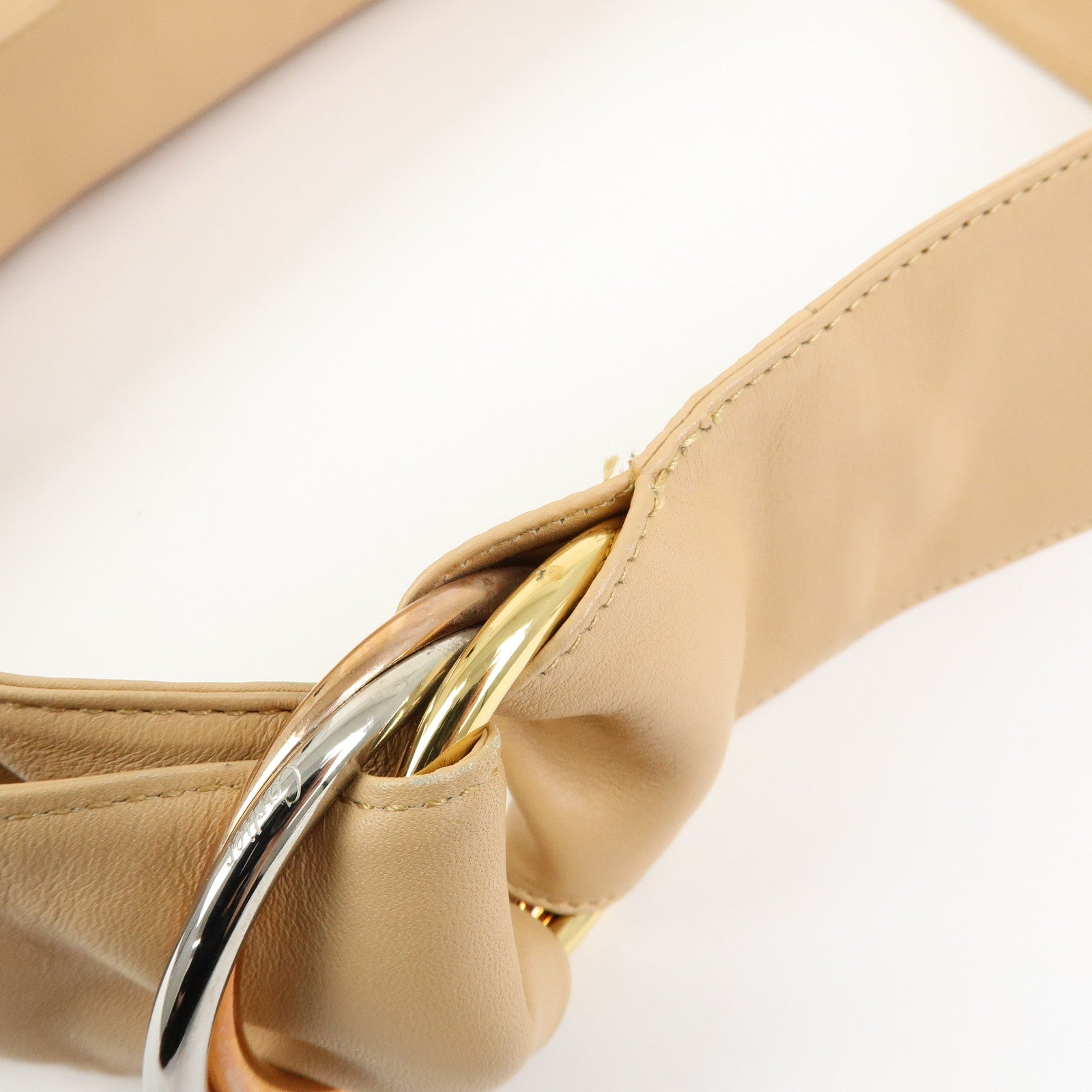Cartier Trinity Leather Shoulder Bag Hand Bag Beige