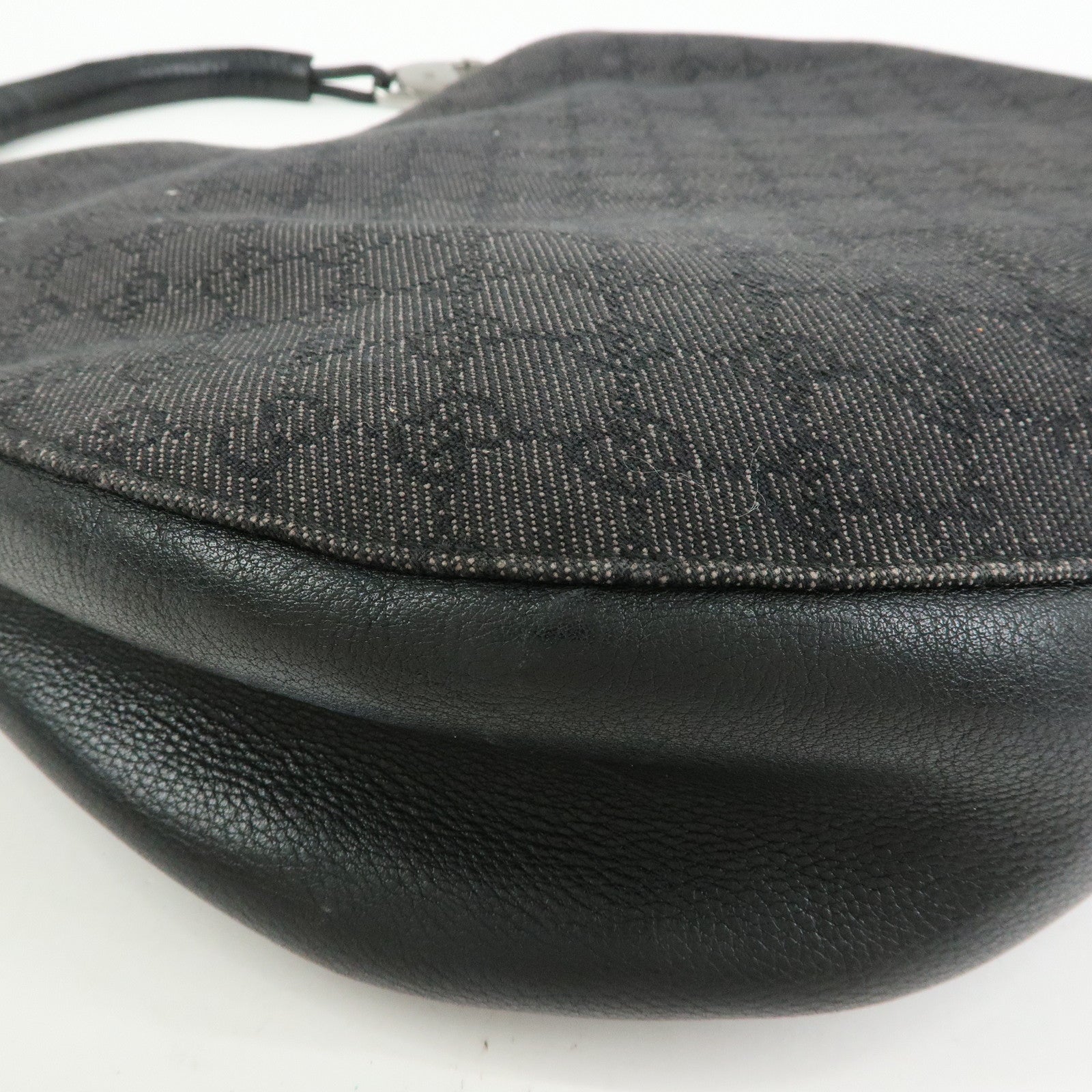 GUCCI GG Canvas Leather Shoulder Bag Hand Bag Black 179777