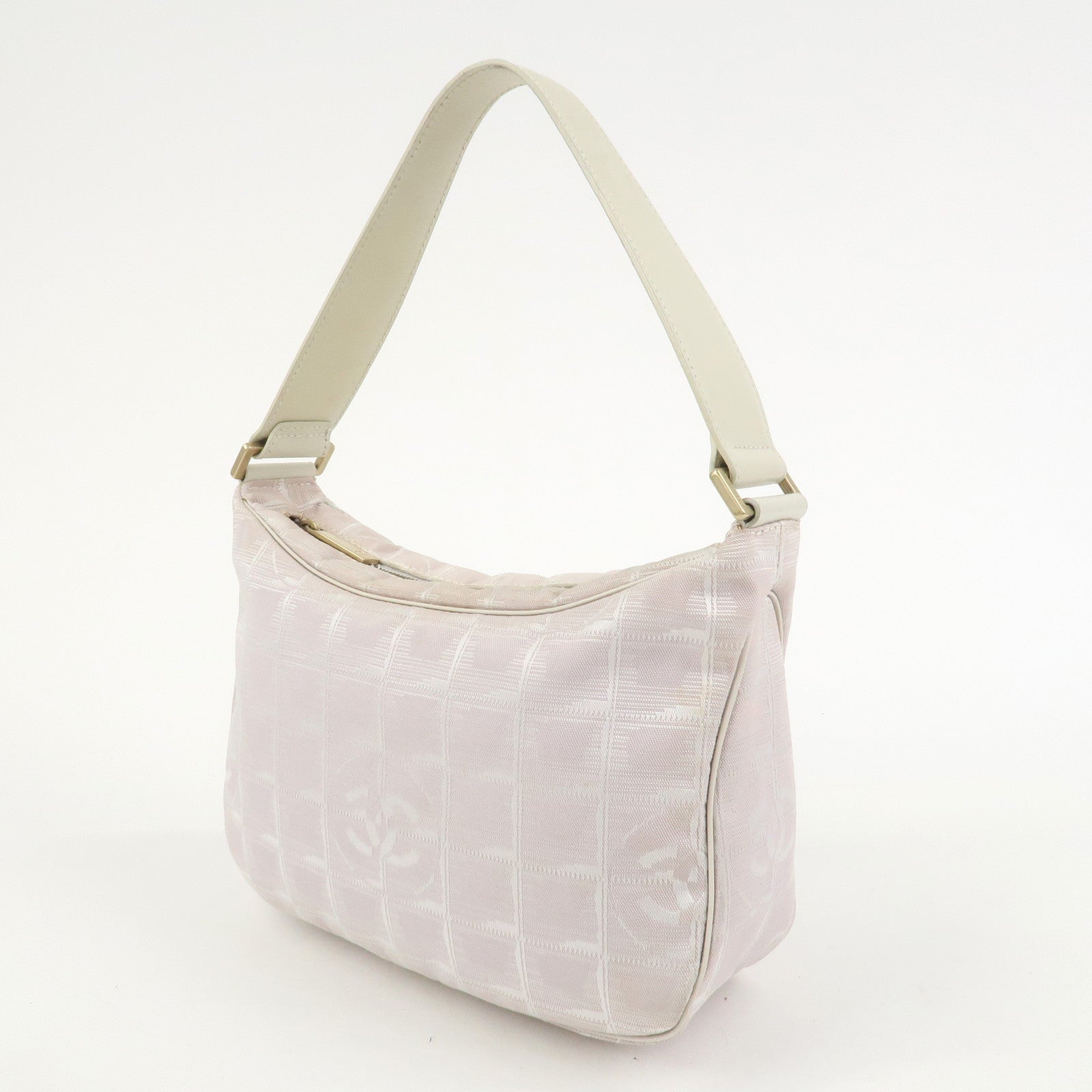 CHANEL New Travel Line Canvas Leather Shoulder Bag Hand Bag Pink