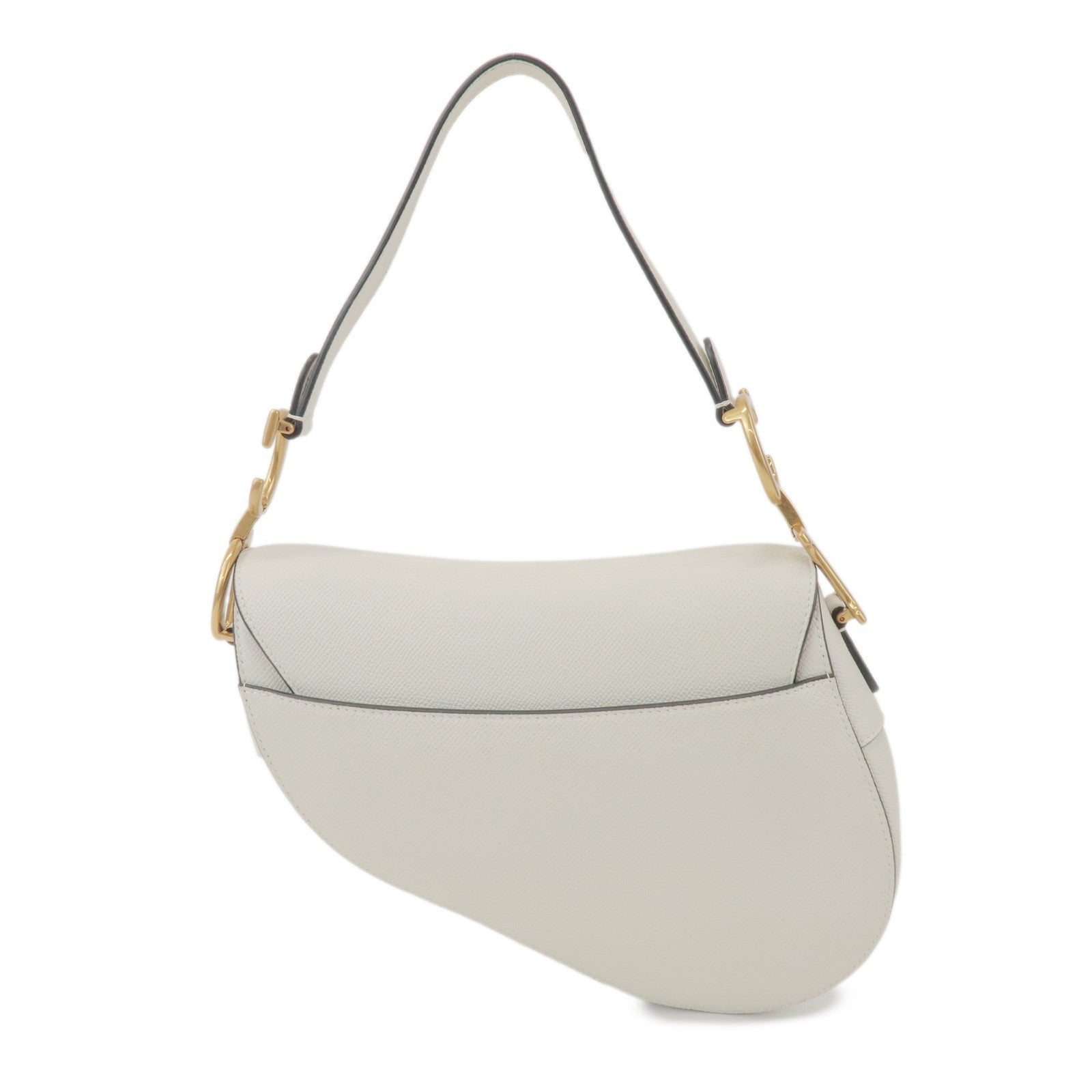 Christian Dior Leather Saddle Bag Hand Bag Shoulder Bag White
